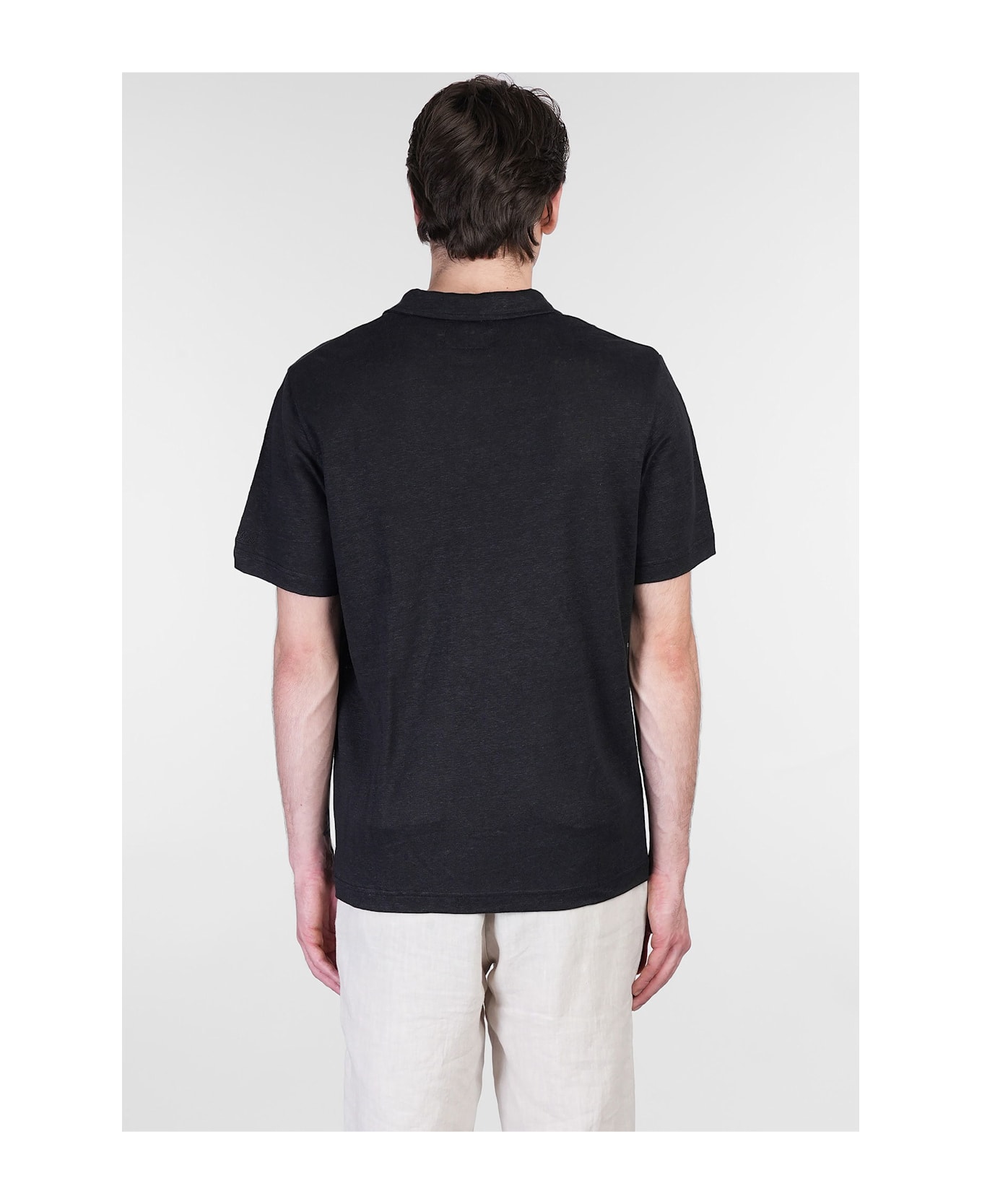 MC2 Saint Barth Fraser Polo In Black Linen - black