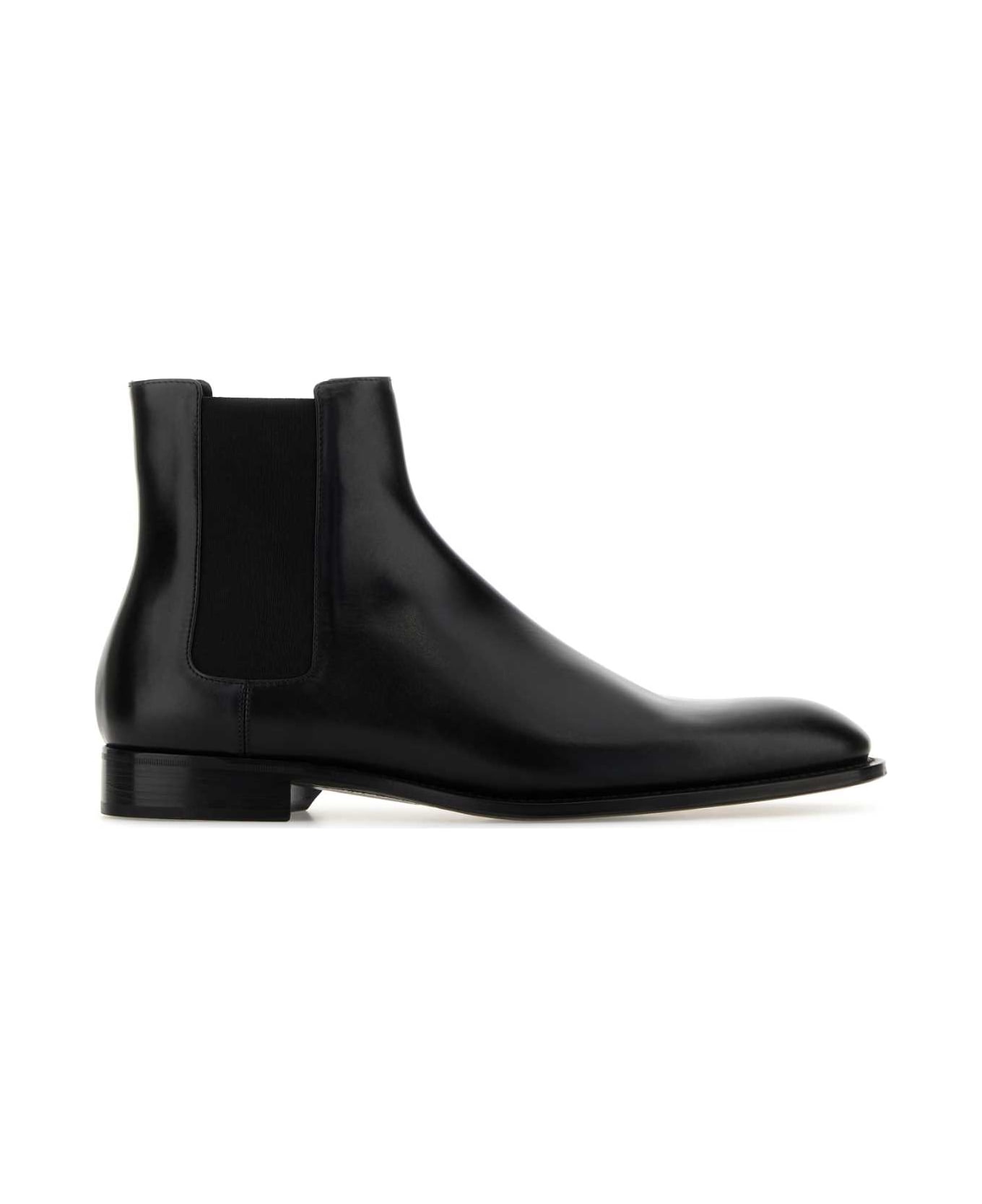 Saint Laurent Black Leather Chelsea Ankle Boots - NERO