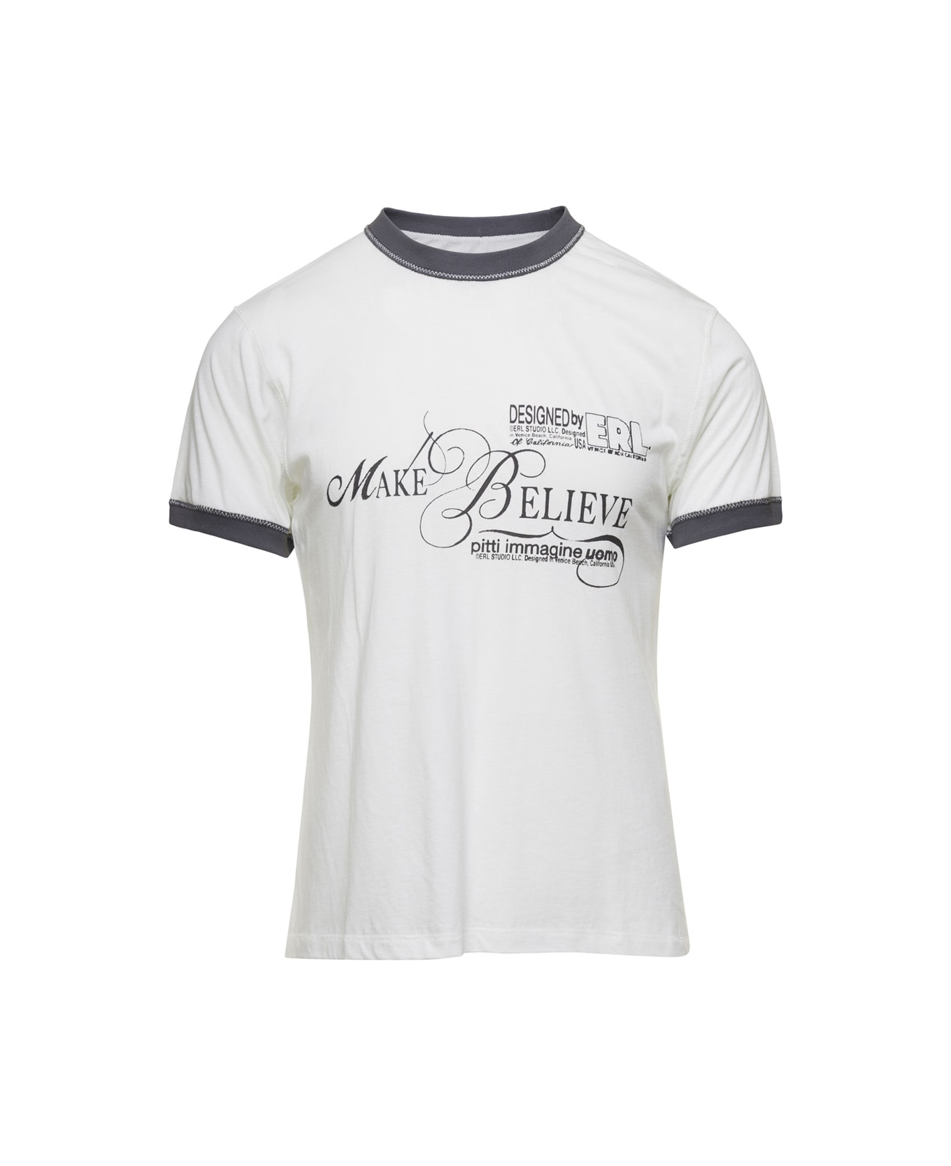 ERL White Crew Neck T-shirt In Cotton Man - White シャツ