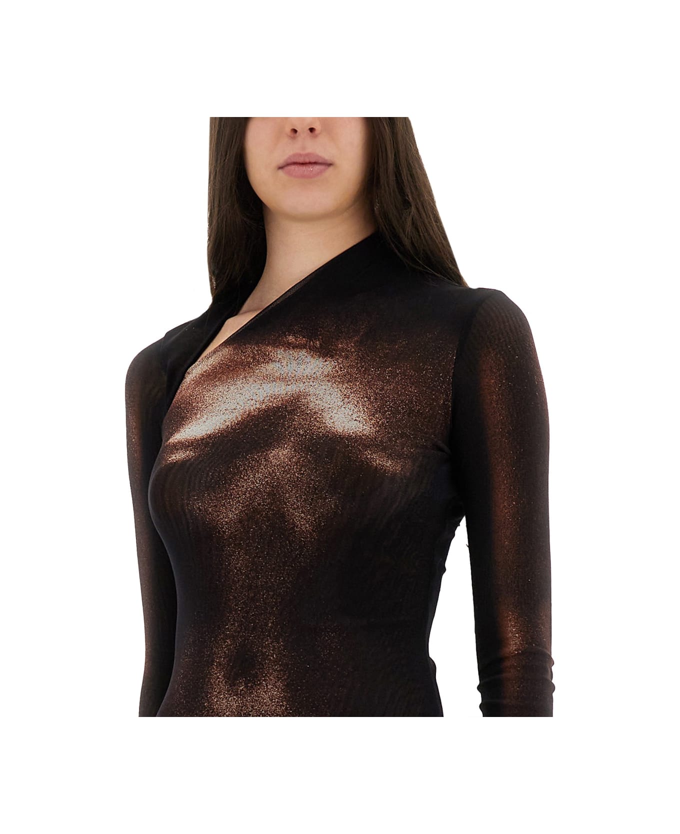 Jean Paul Gaultier "body Dust" Print Dress - BROWN