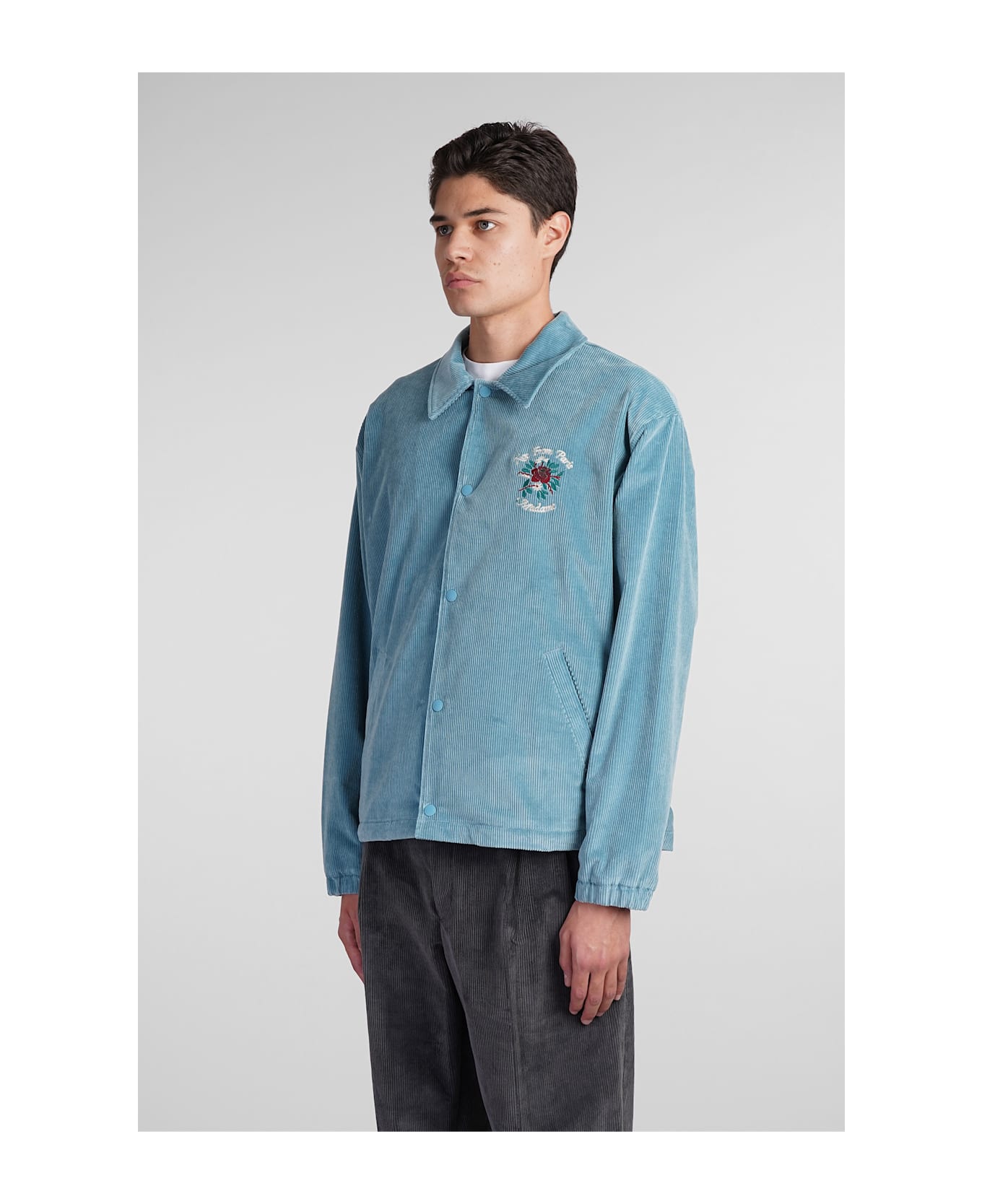 Drôle de Monsieur Casual Jacket In Cyan Cotton - cyan