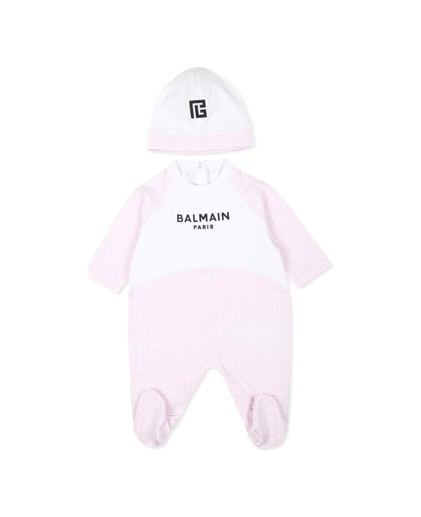 Balmain Set Tutina Con Logo - White