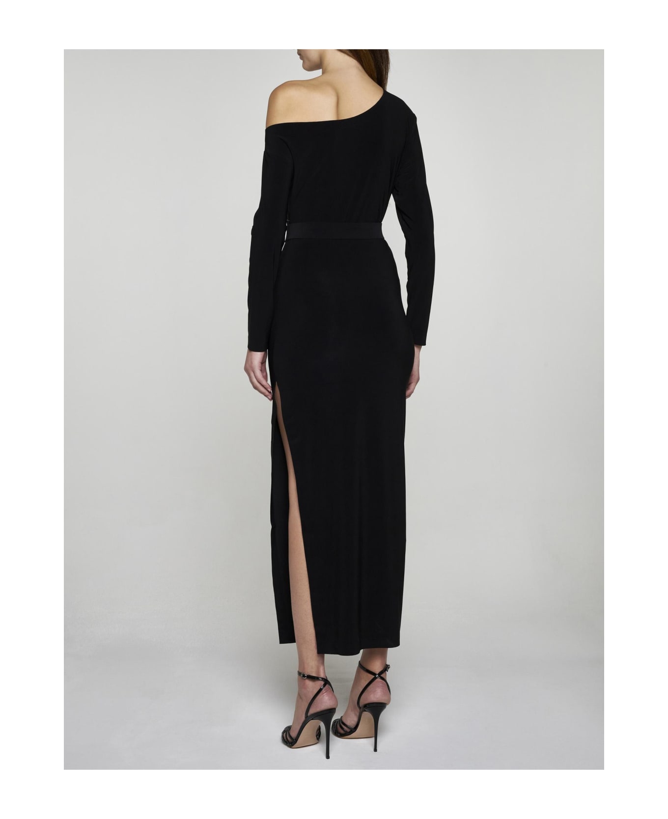 Norma Kamali Drop Shoulder Side Slit Gown - Black