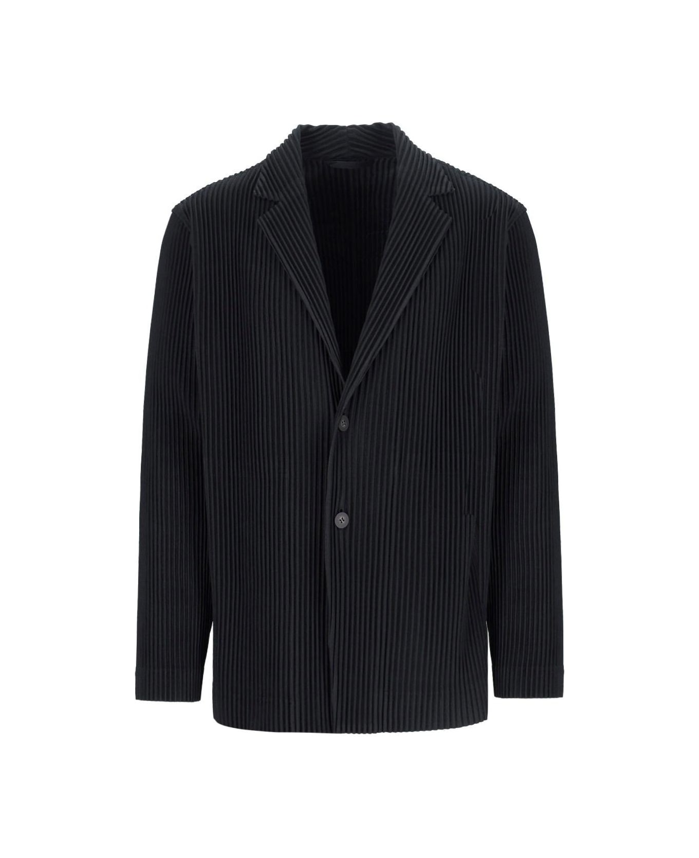 Homme Plissé Issey Miyake Single-breasted Pleated Blazer - Black