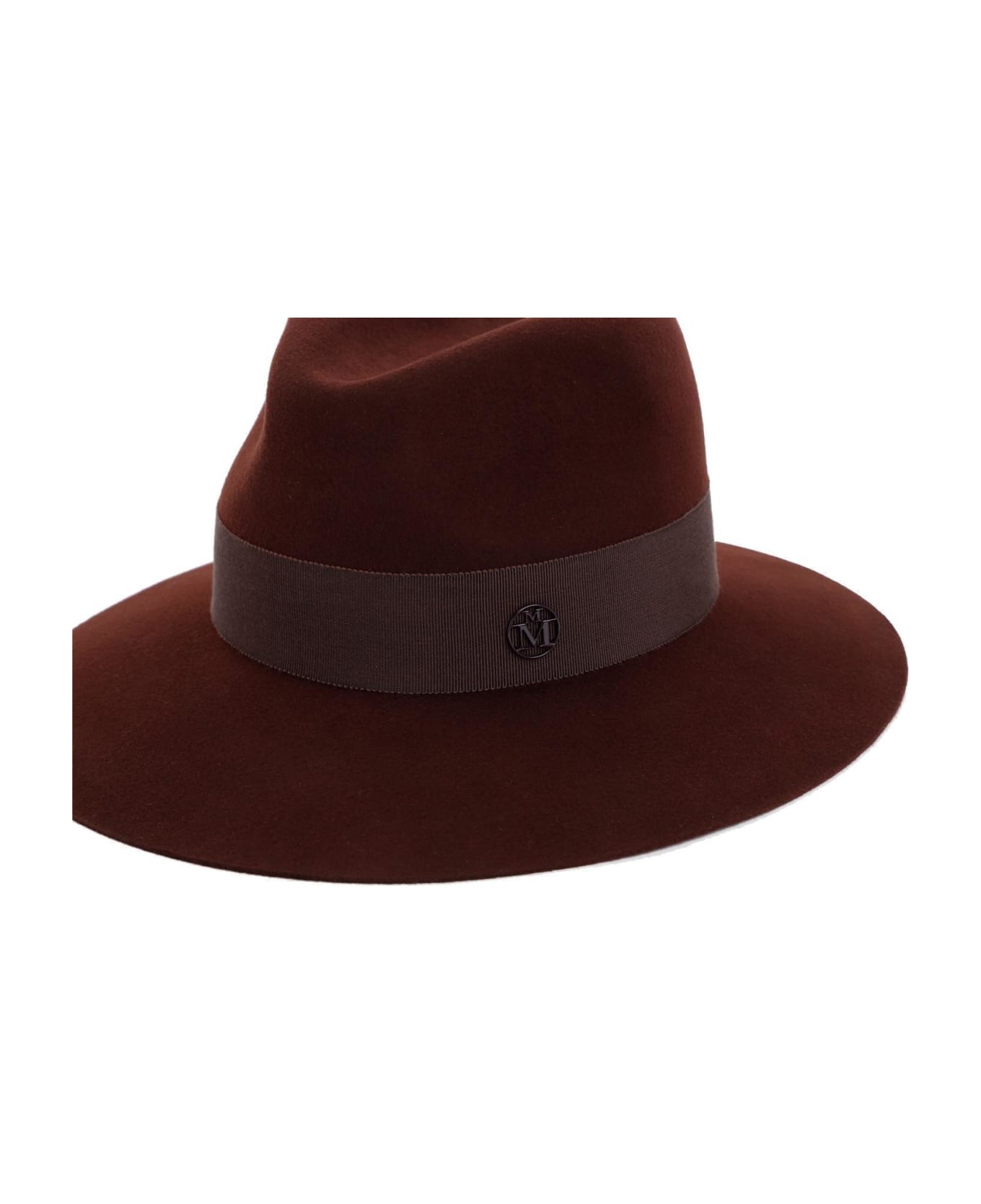 Maison Michel Henrietta Flat-brim Fedora Hat - BITTER CHOCOLATE 帽子