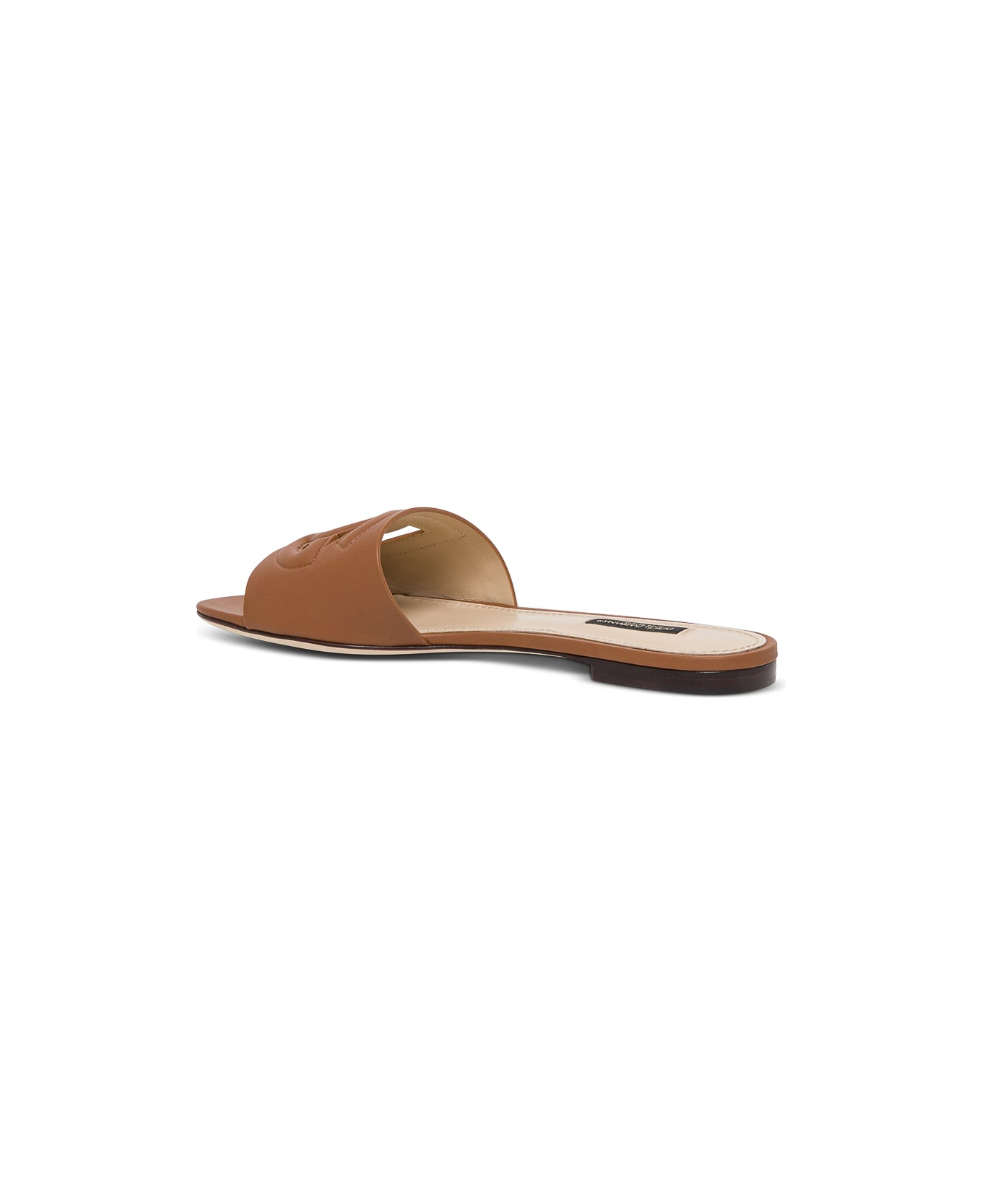 Dolce & Gabbana Flat Tahiti Sandals With Logo - Brown