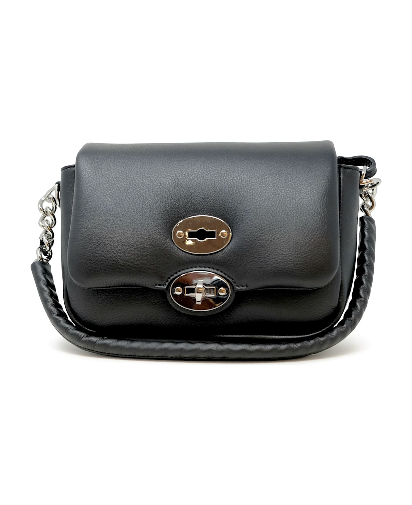 Zanellato 068740-1130000-z0001 Black Postina Ella Piuma Chain Leather Bag - BLACK