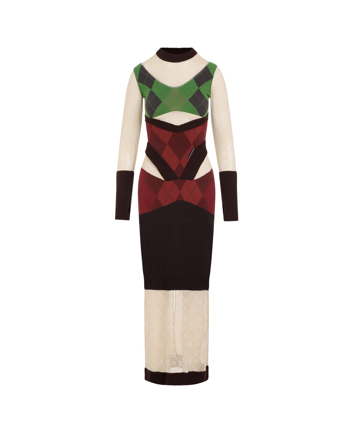 Marine Serre Regenerated Lozenge Knit Fitted Dress - Multicolor