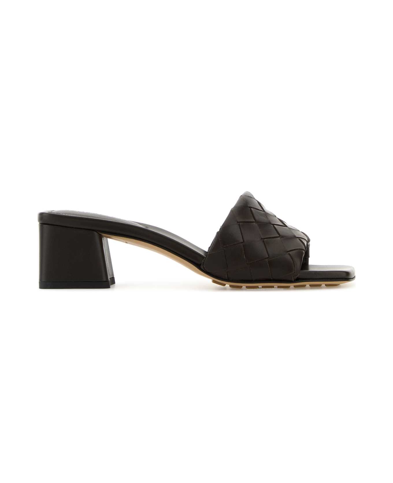 Bottega Veneta Brown Leather Parco Mules - FONDANT