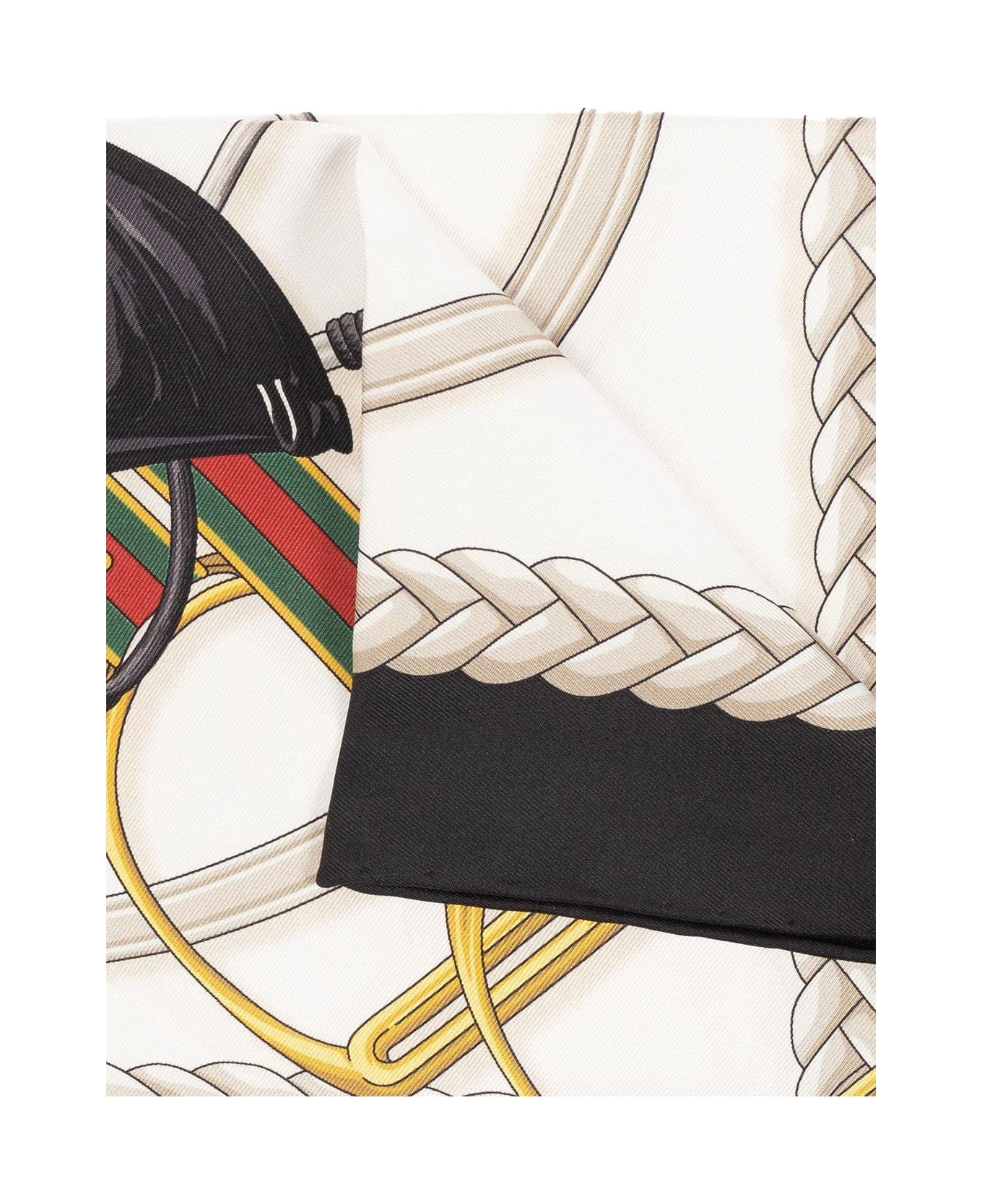 Gucci Equestrian Printed Satin Skirt - Ivory