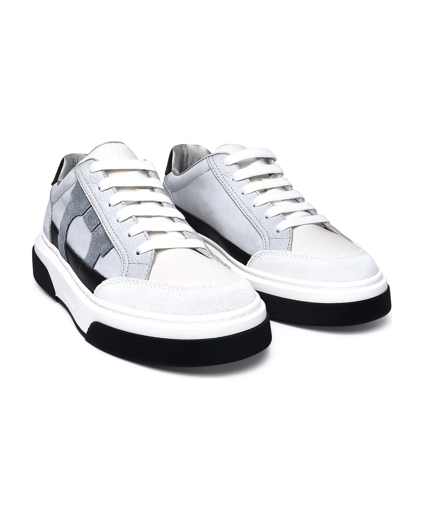 Ferragamo Multicolor Nappa Leather Sneakers - White
