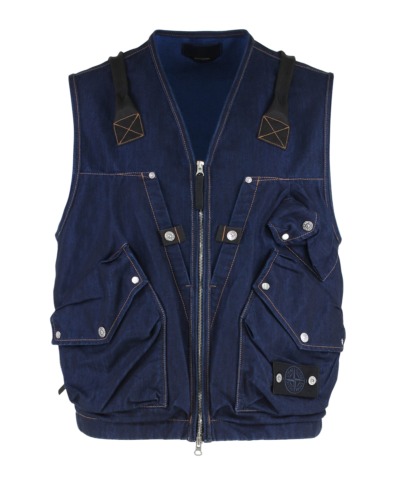Stone Island Denim Research - Utility Gilet In Denim - blue
