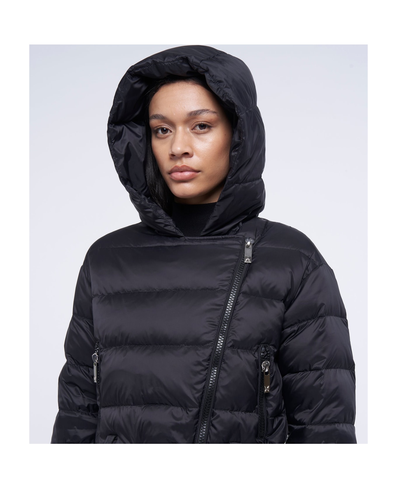 John Richmond Cropped Hooded Down Jacket - Nero