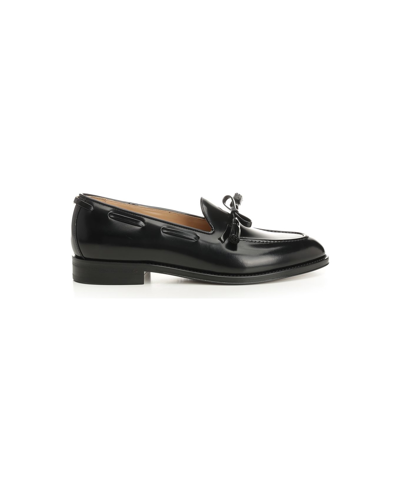 Valentino Garavani Bowshire Moccasin In Shiny Calfskin - BLACK