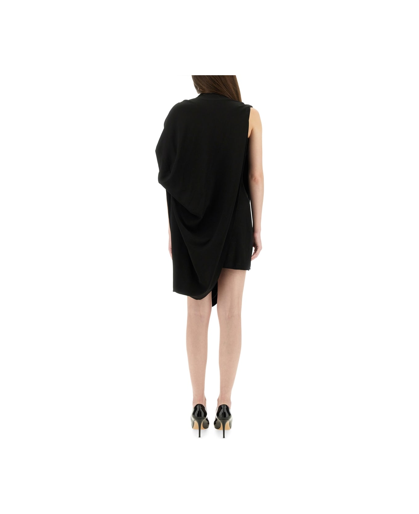 Jean Paul Gaultier Draped Dress With Piercings - BLACK