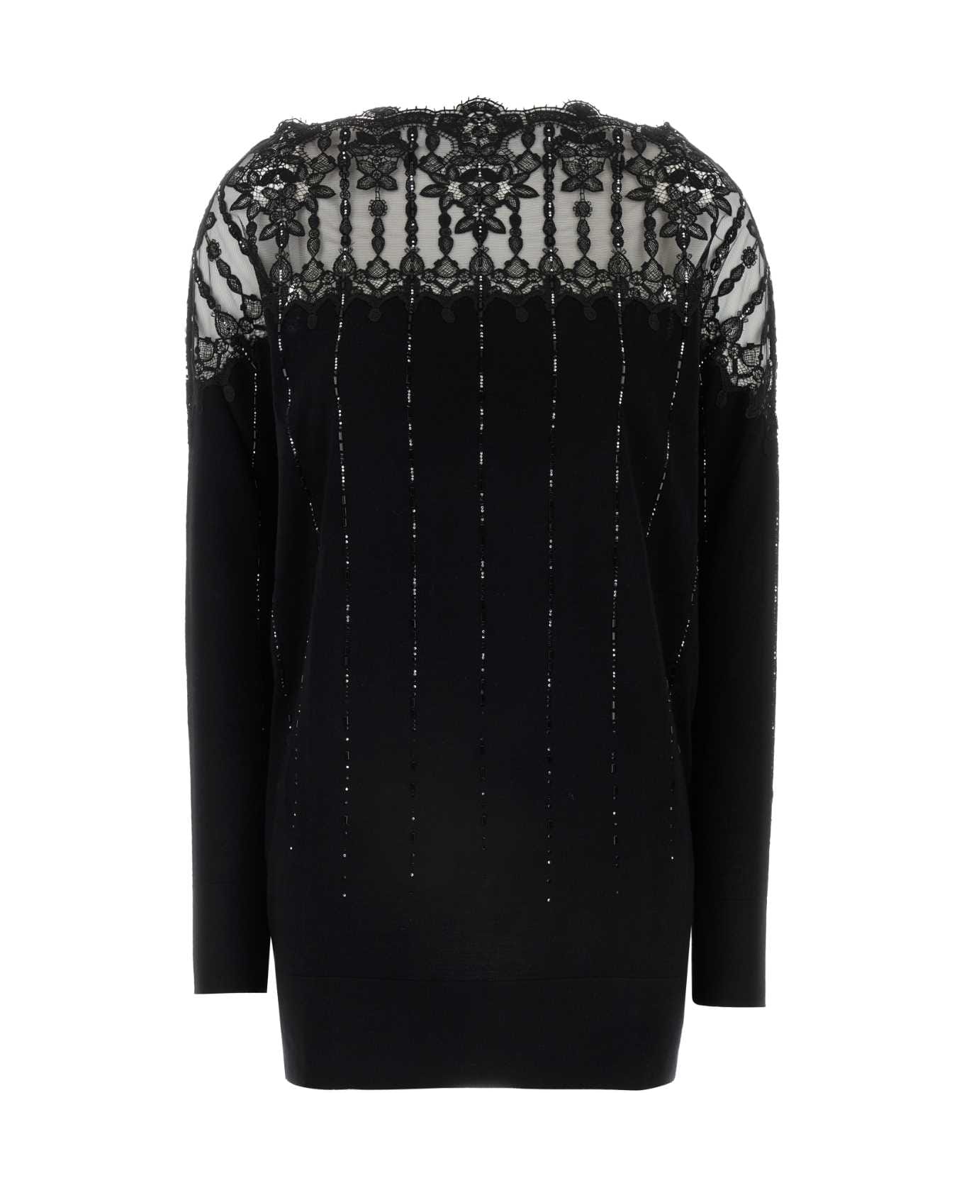 Ermanno Scervino Black Wool Sweater - BLACK