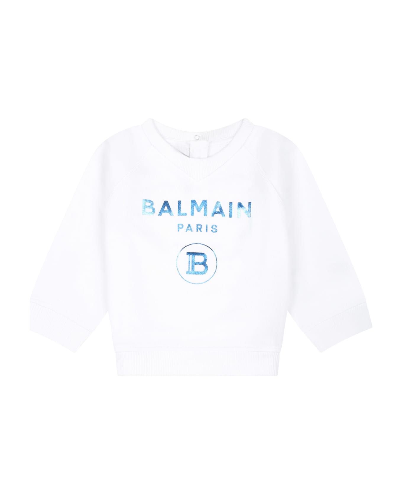Balmain White Sweatshirt For Babykids With Logo - White