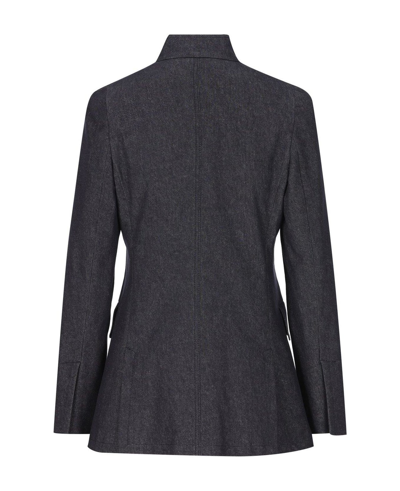 Max Mara Stand Up Collar Button-up Jacket - Blue