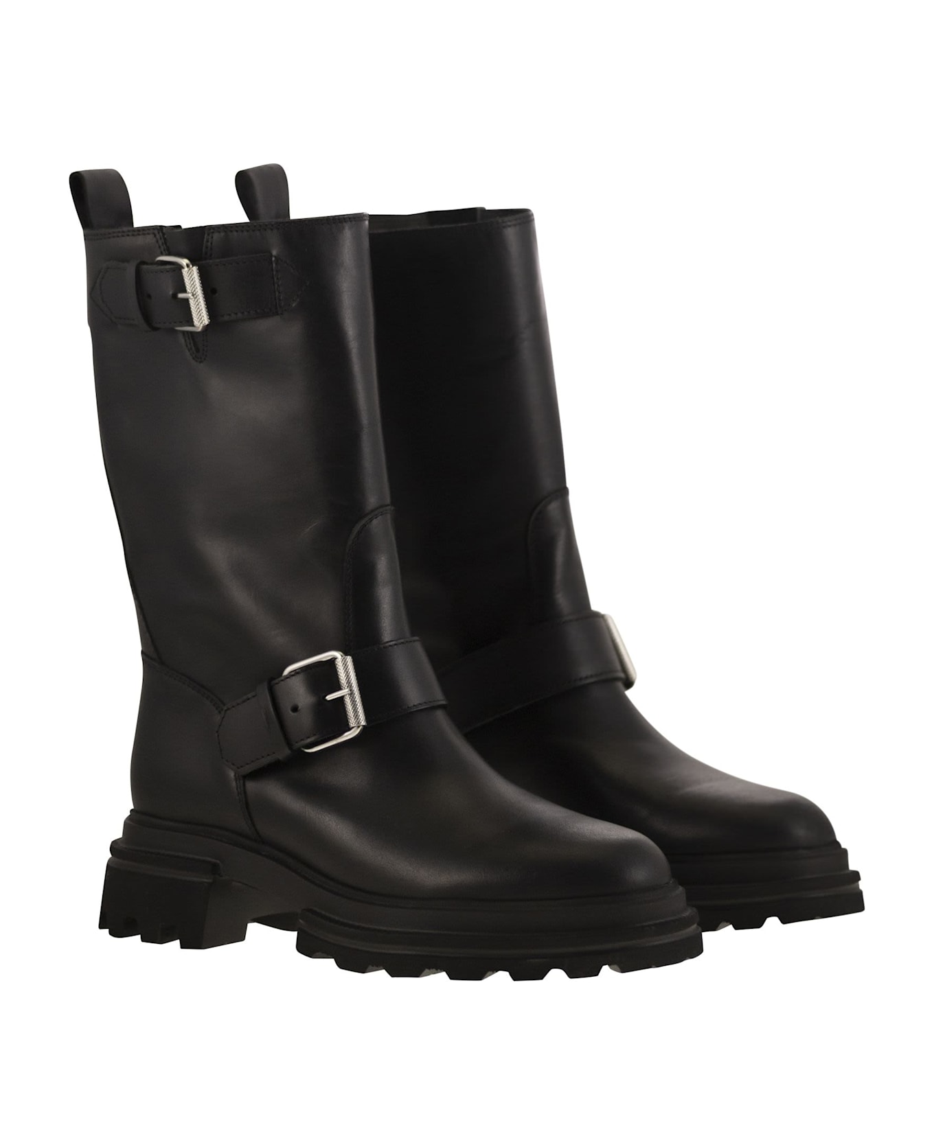 Hogan H674 - Leather Biker - Black