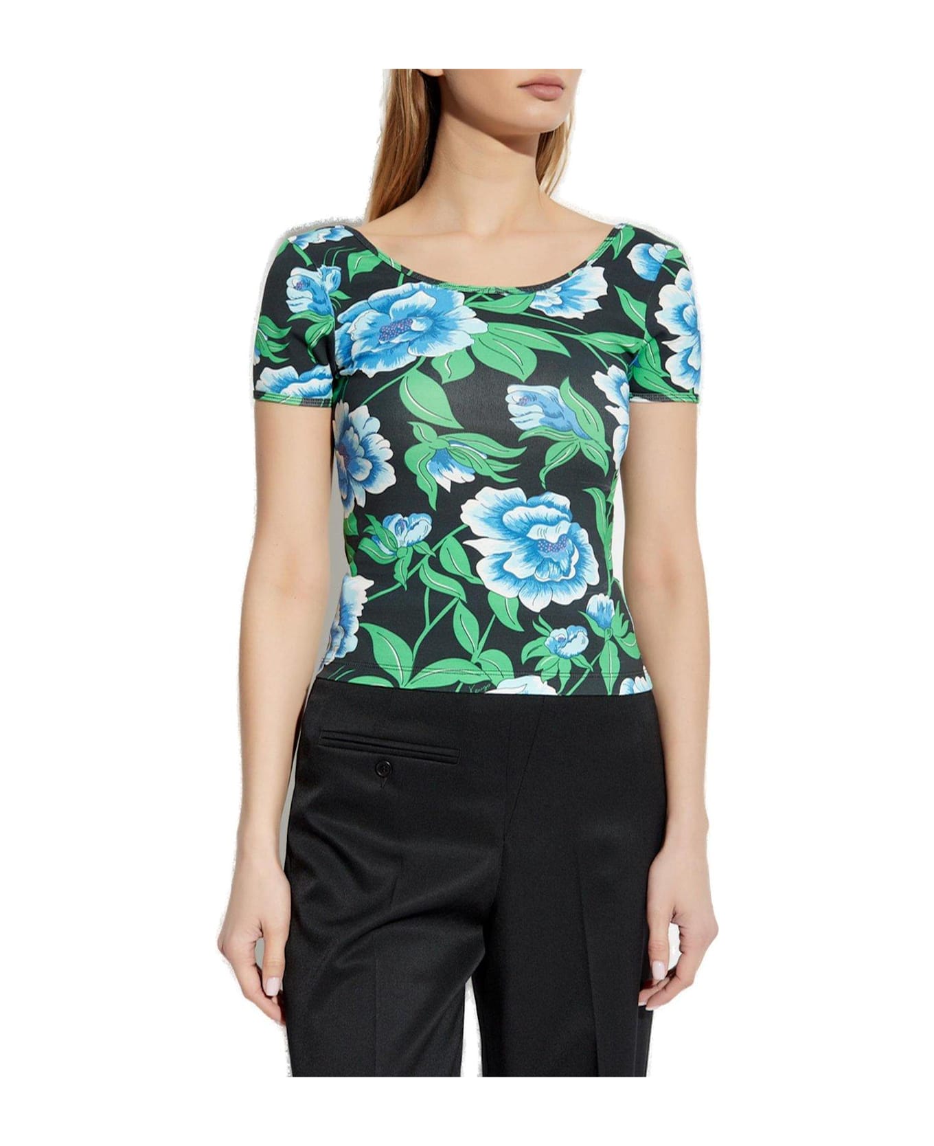Kenzo Peonies Top - BLACK/GREEN