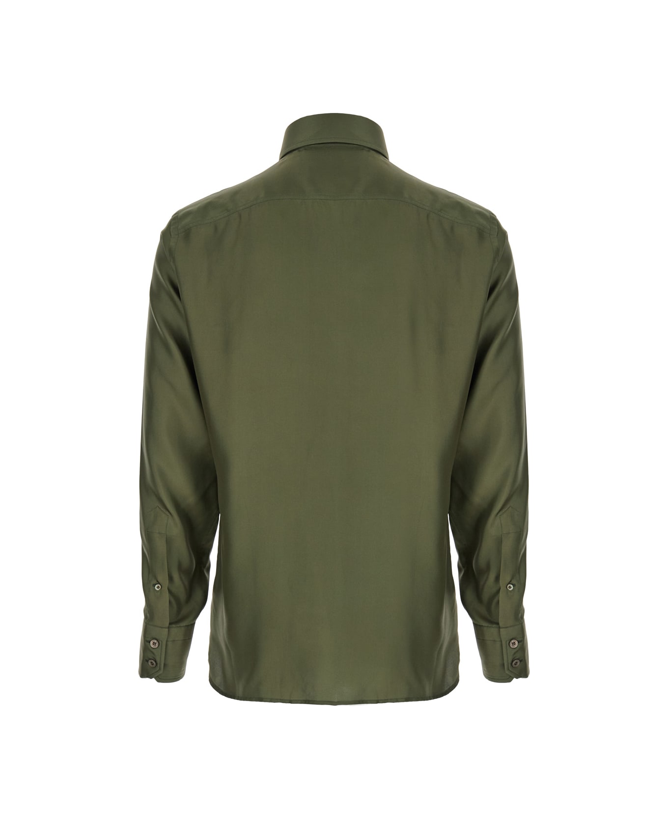 Tom Ford Green Shirt With Patch Pockets In Silk Man - Green シャツ