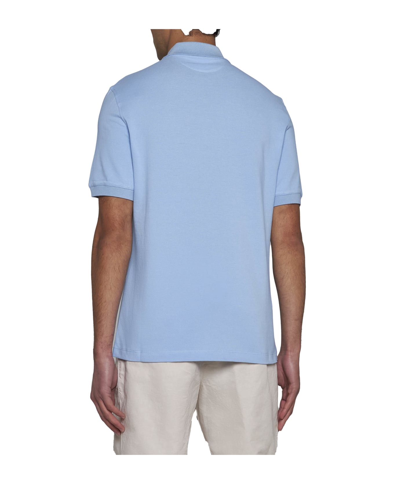 Brunello Cucinelli Logo Print Polo Shirt - Turchese + off white + perla ポロシャツ