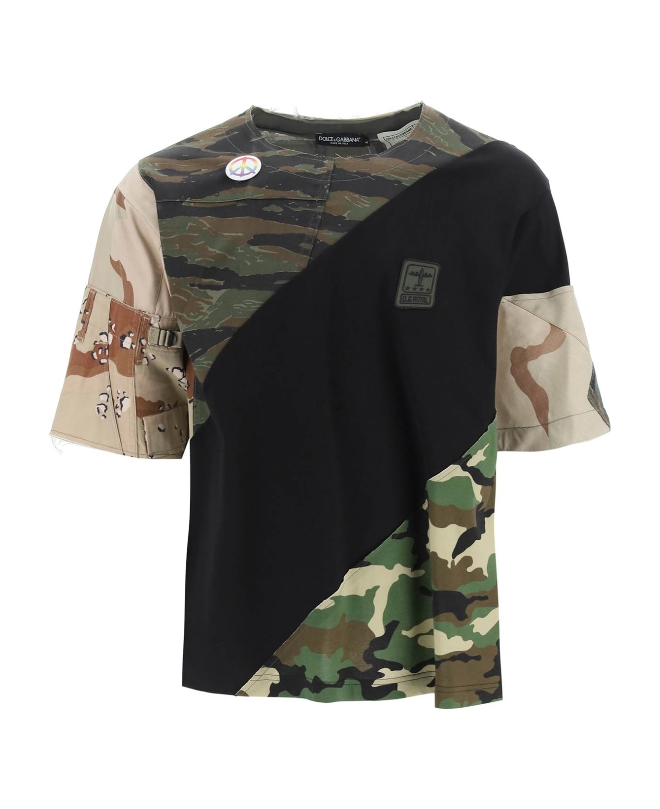 Dolce & Gabbana Camouflage Patchwork T-shirt | italist, ALWAYS LIKE A SALE