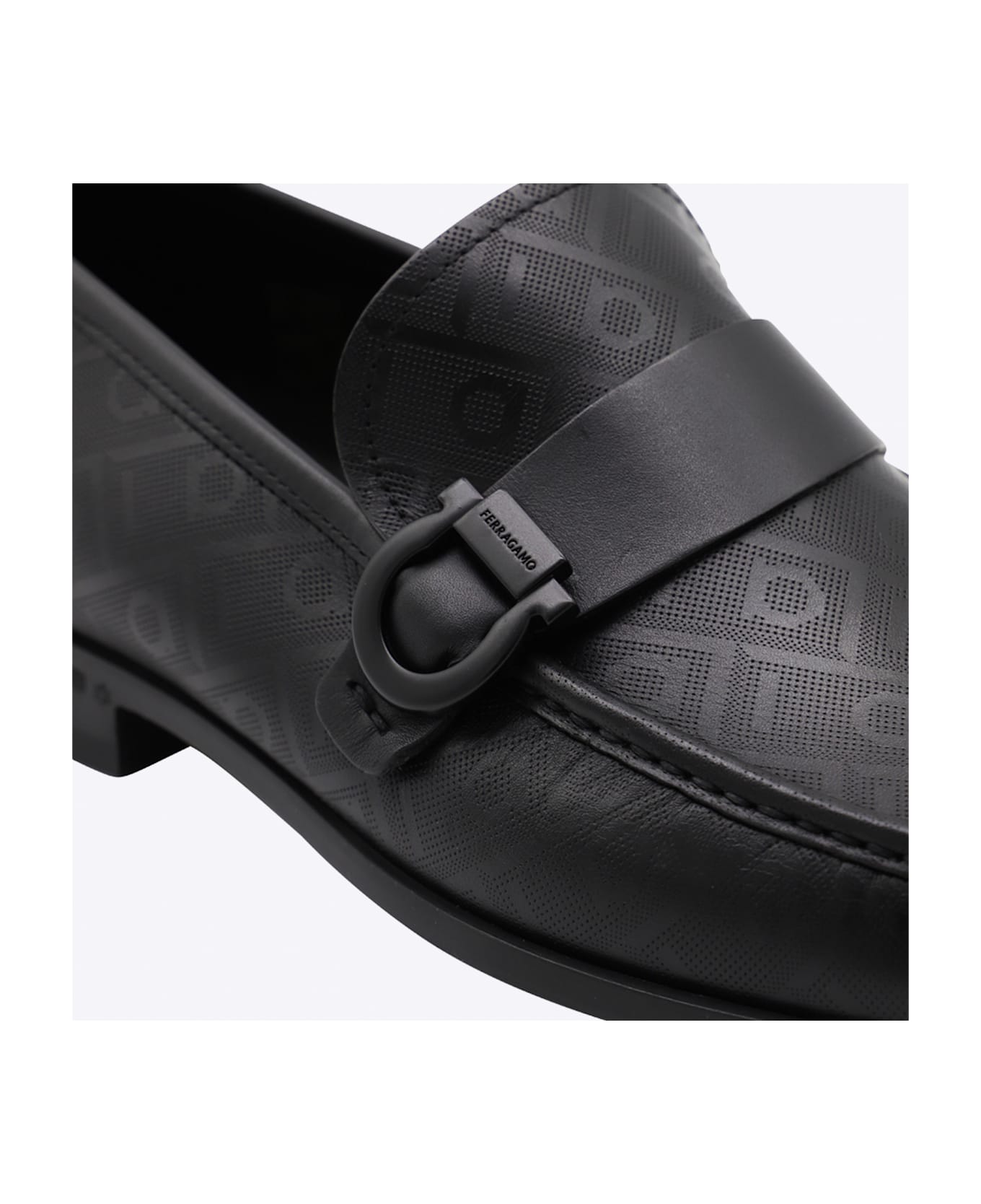 Ferragamo Black Leather Caspian Loafers - Black