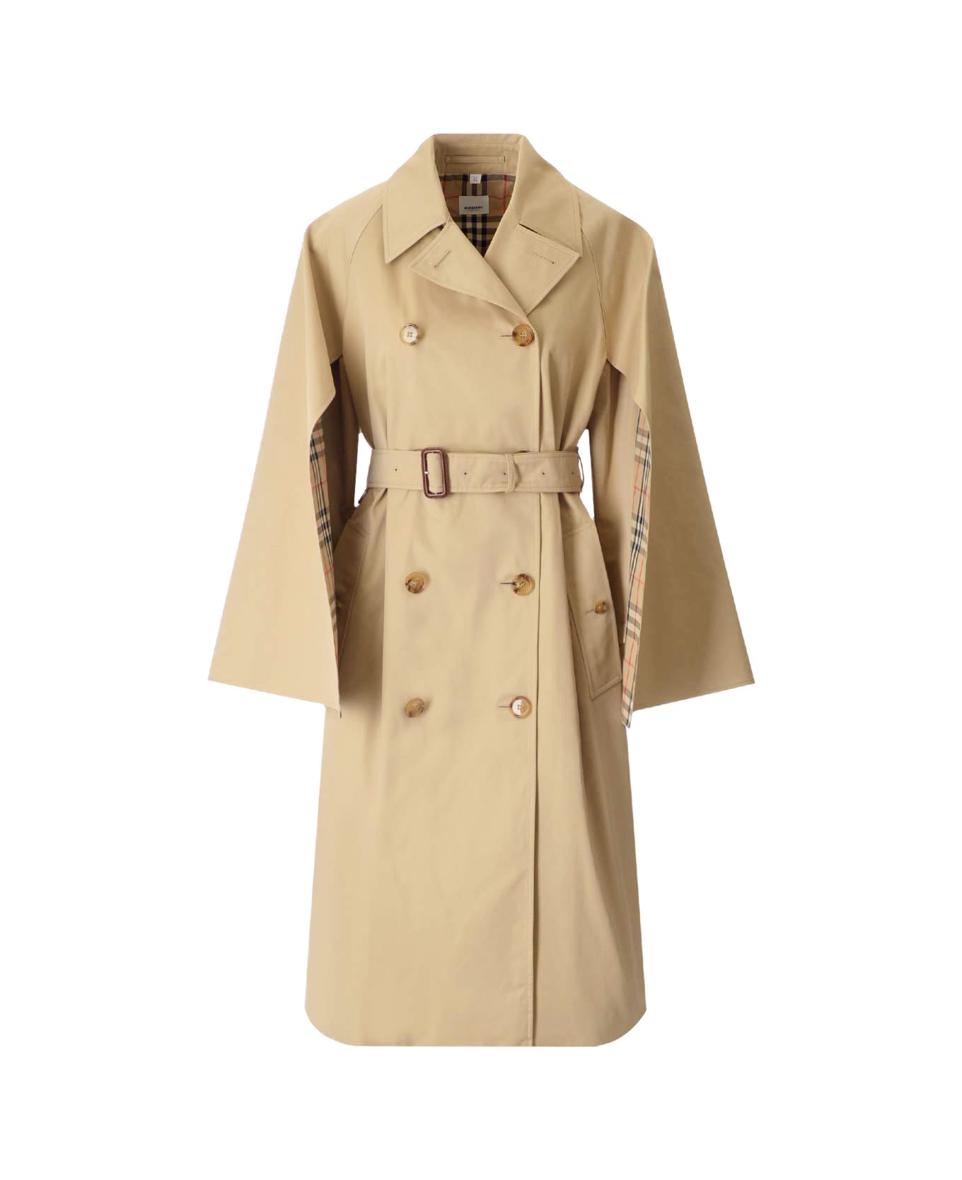Burberry Trench Coat With Cape Sleeves - Beige
