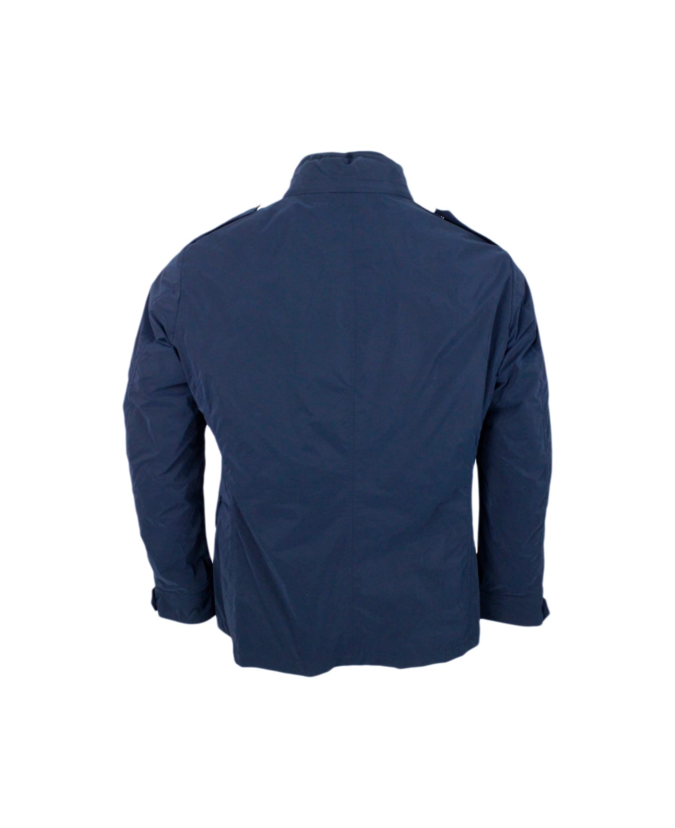 Moorer Lightweight Windproof Field Jacket Model In Technical Fabric With Concealed Hood And Zip And Button Closure - Blu ジャケット