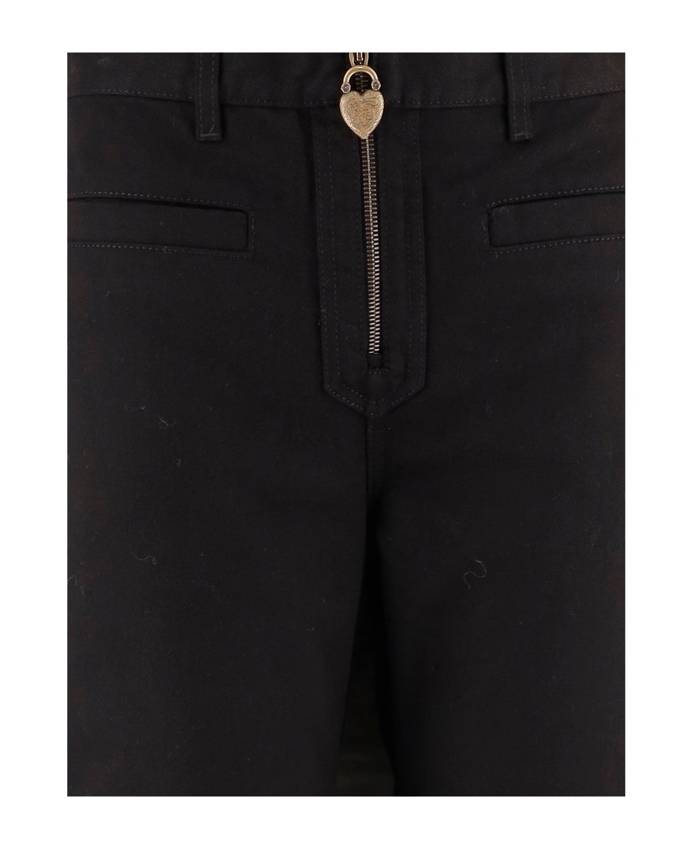 Chloé Cotton Trousers With Front Zip - Black