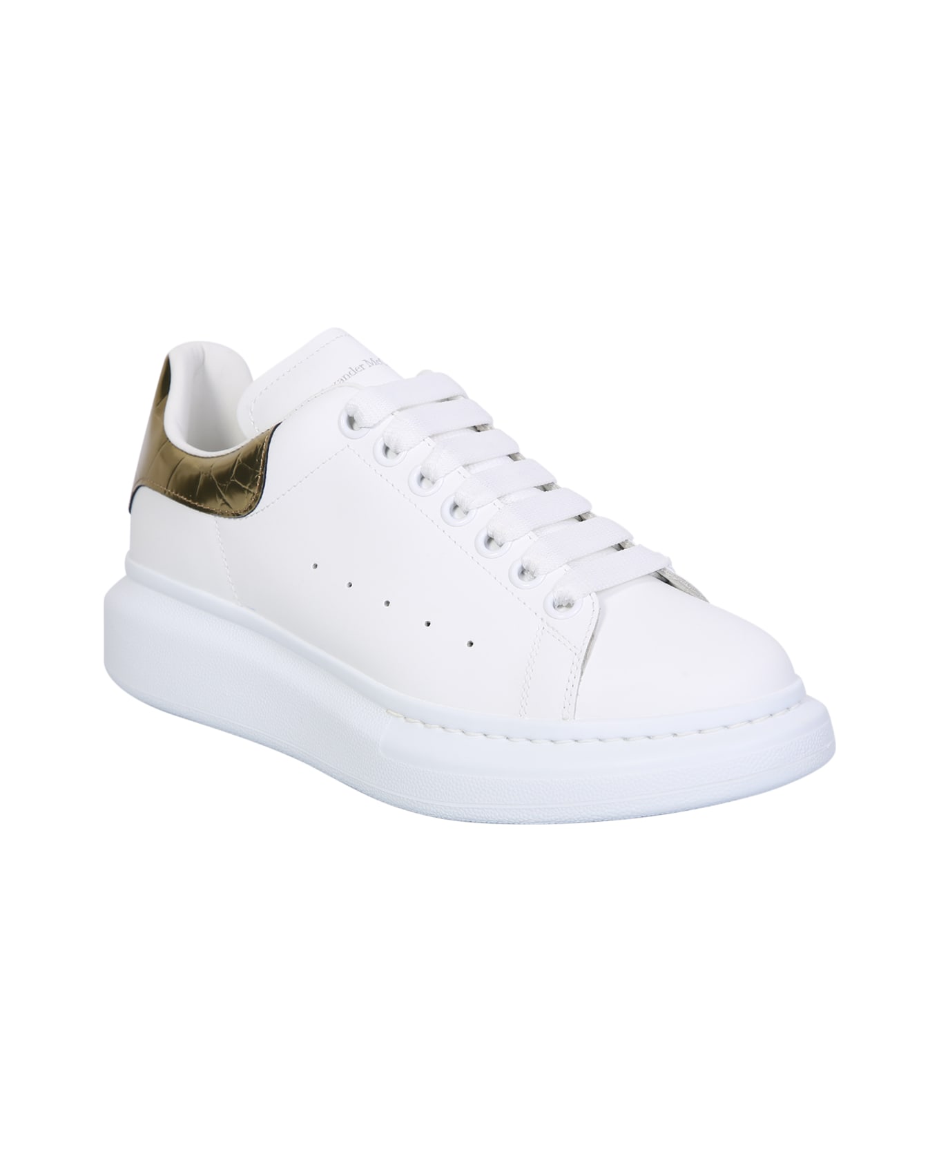 Alexander McQueen Leather Sneakers White/gold - White