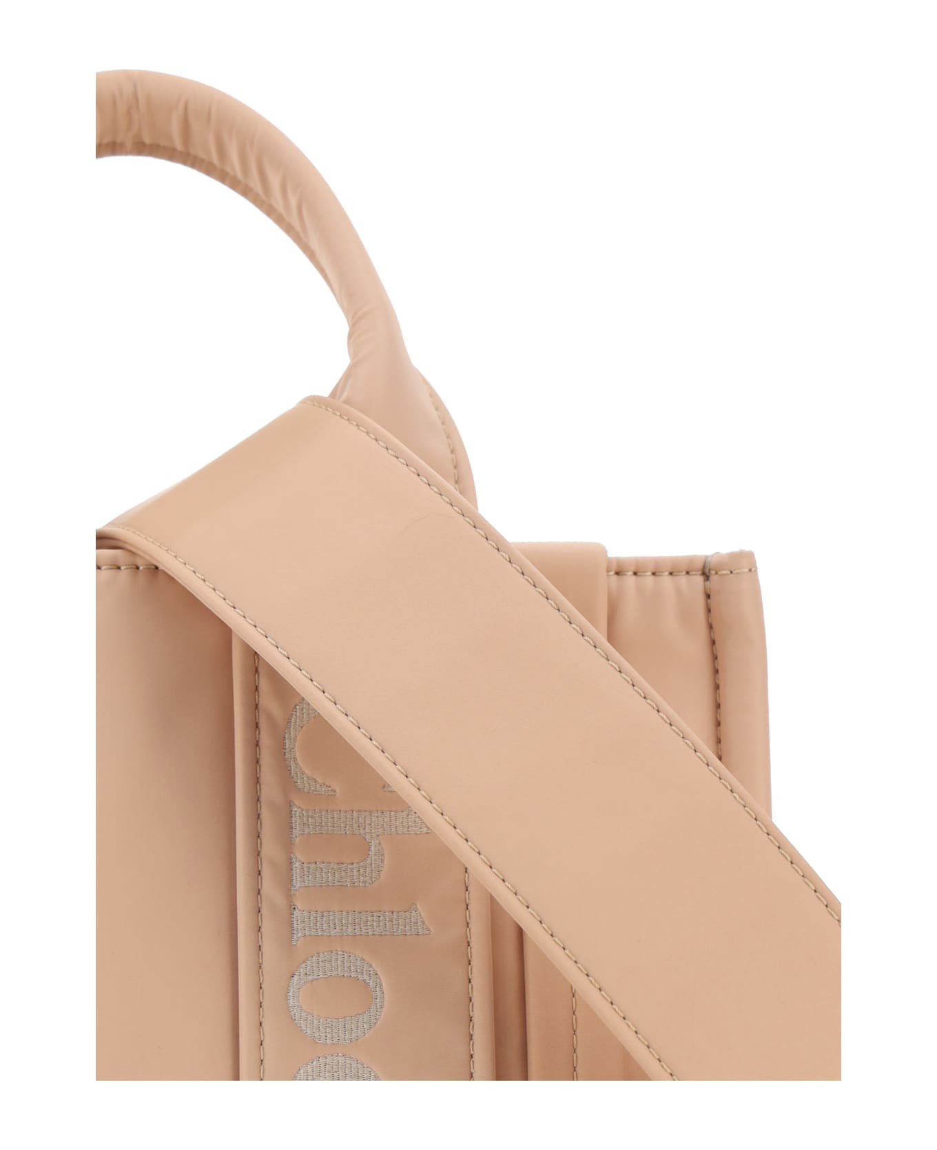 Chloé Woody Logo Embroidered Tote Bag - Rose Dust