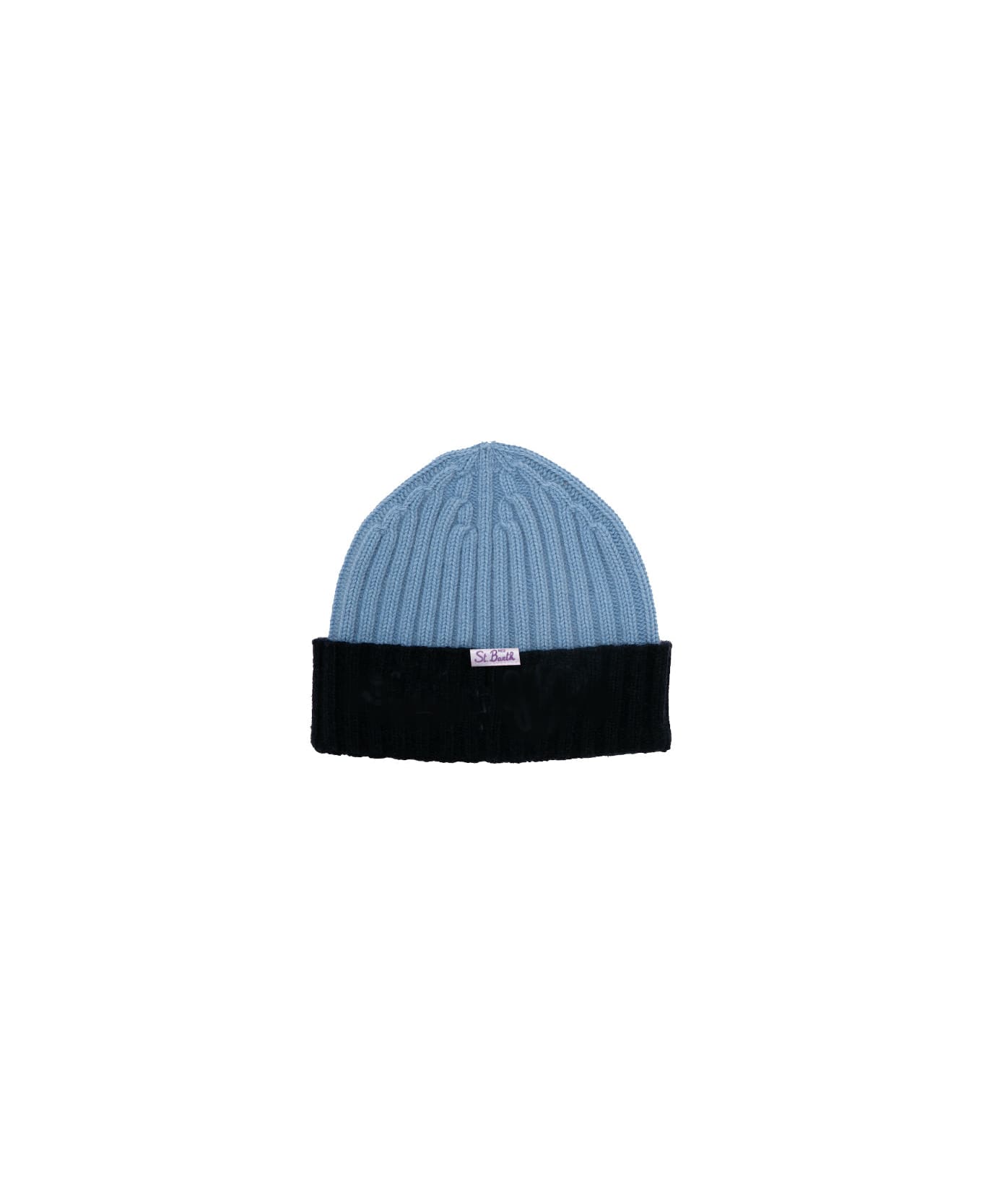 MC2 Saint Barth Cashmere Blend Hat With Off Piste Embroidery - BLUE