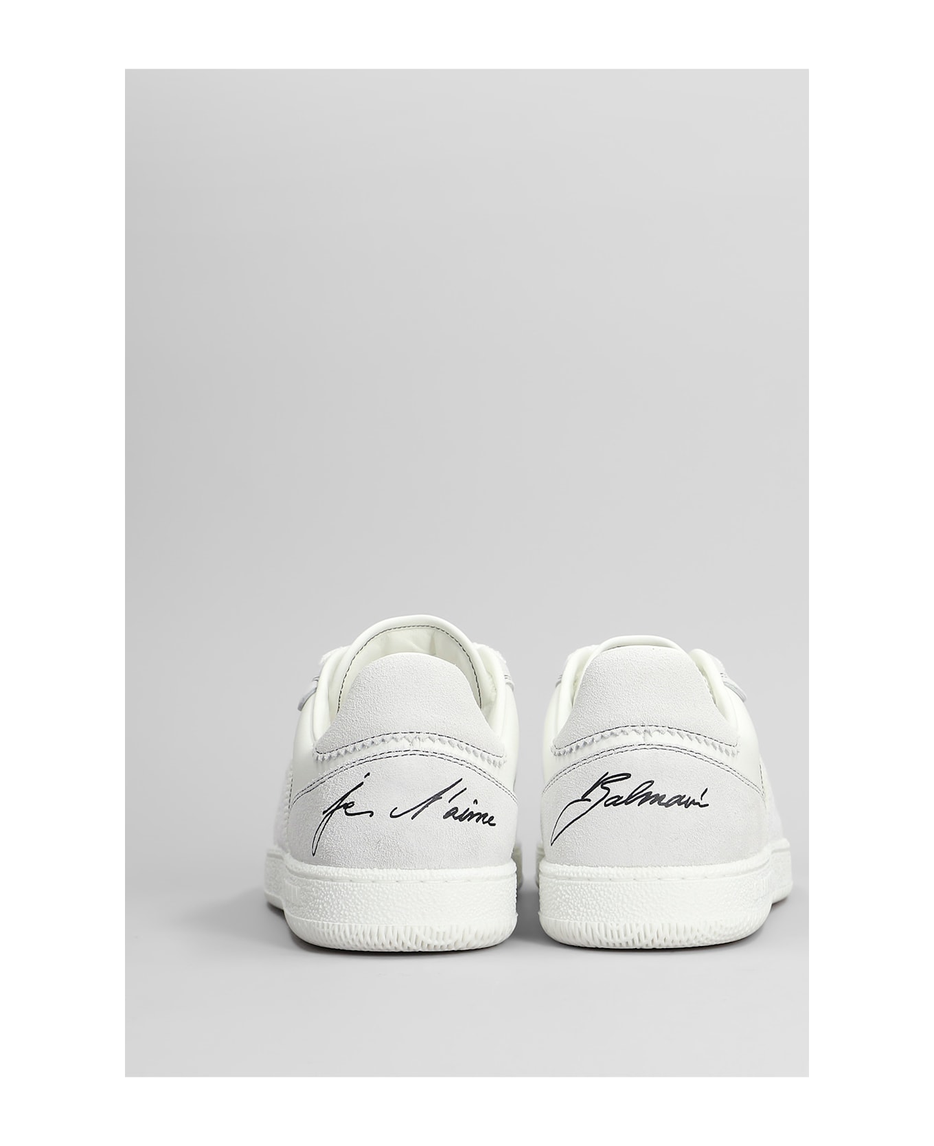 Balmain Sneakers In White Suede And Leather - white