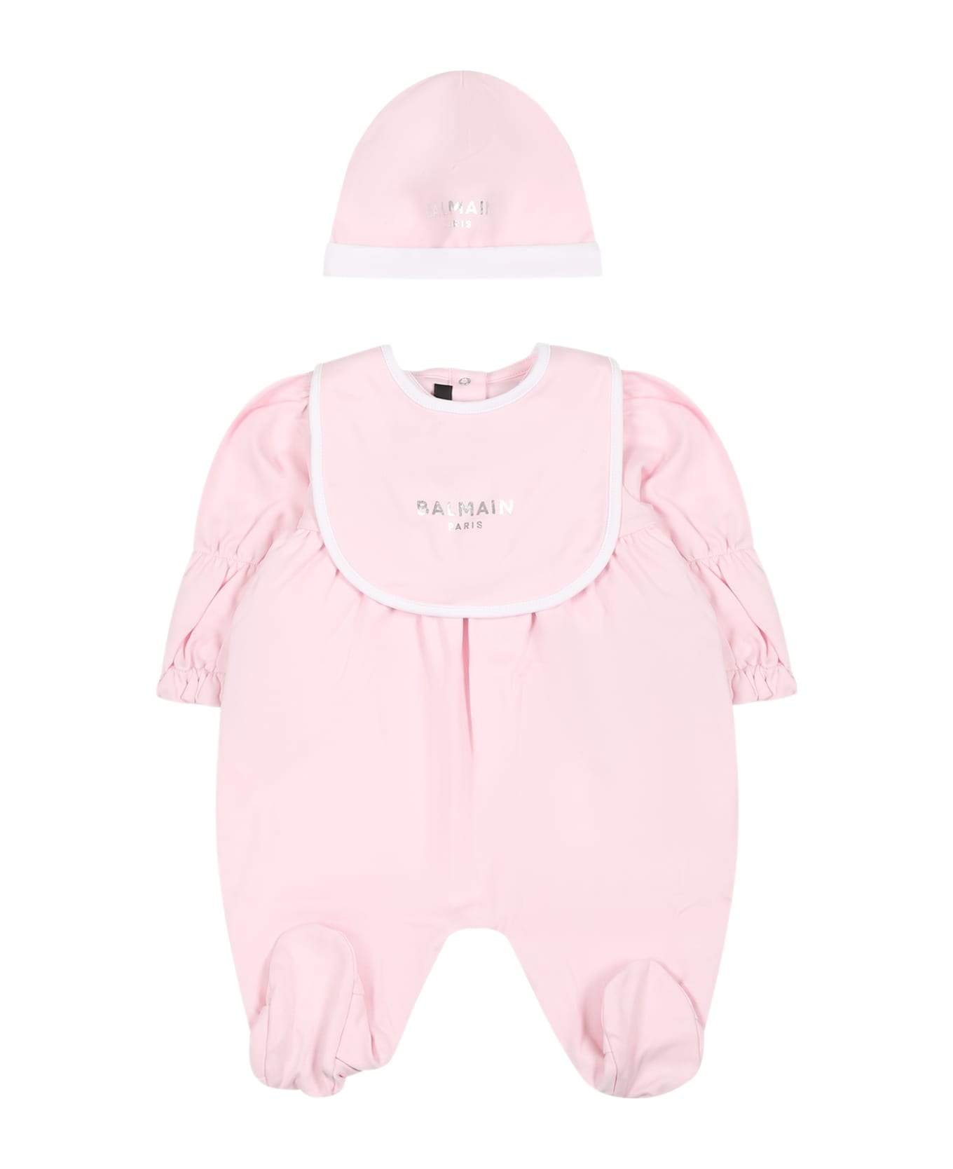 Balmain Pink Set For Baby Girl With Logo - Pink