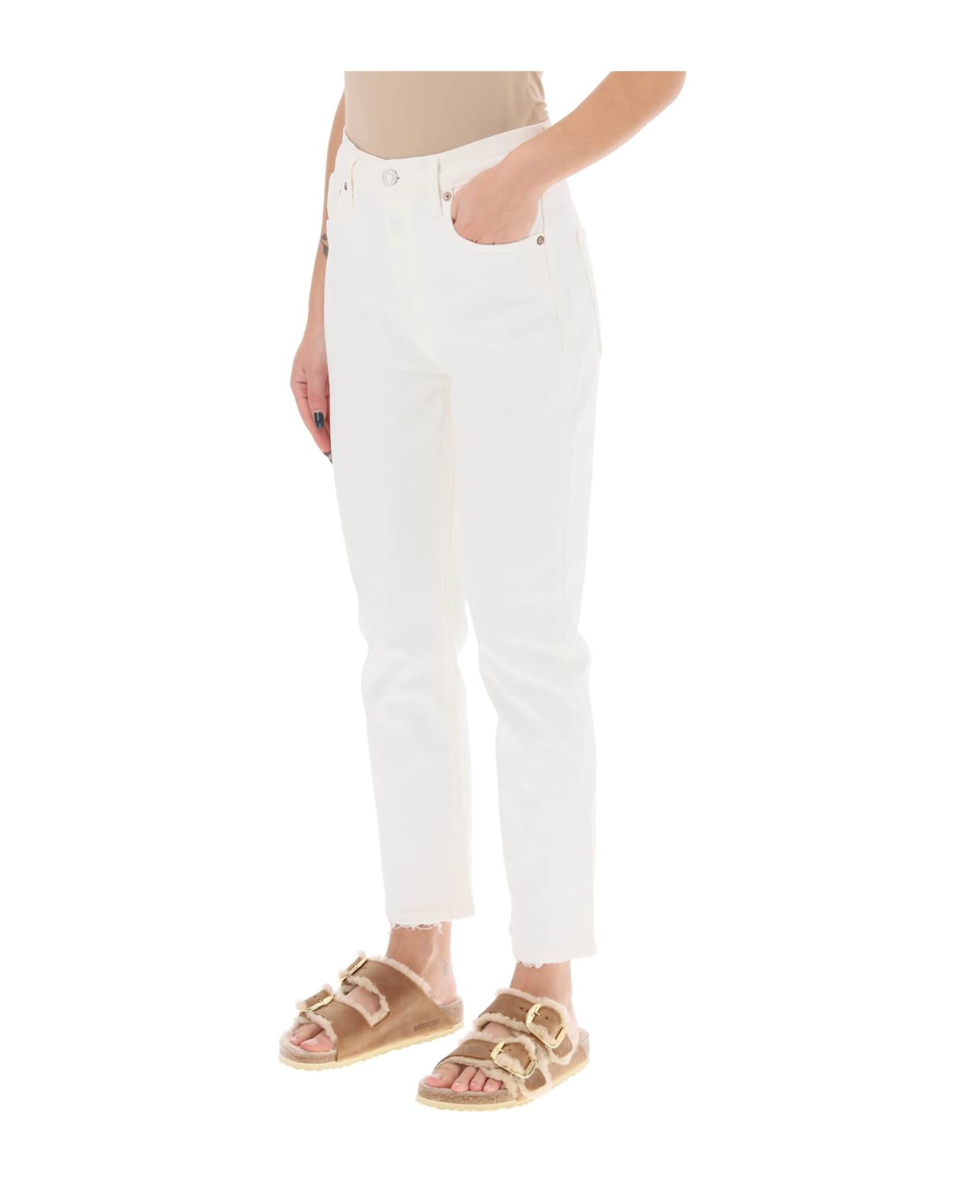 AGOLDE Riley High-waisted Cropped Jeans - SOUR CREAM (White)