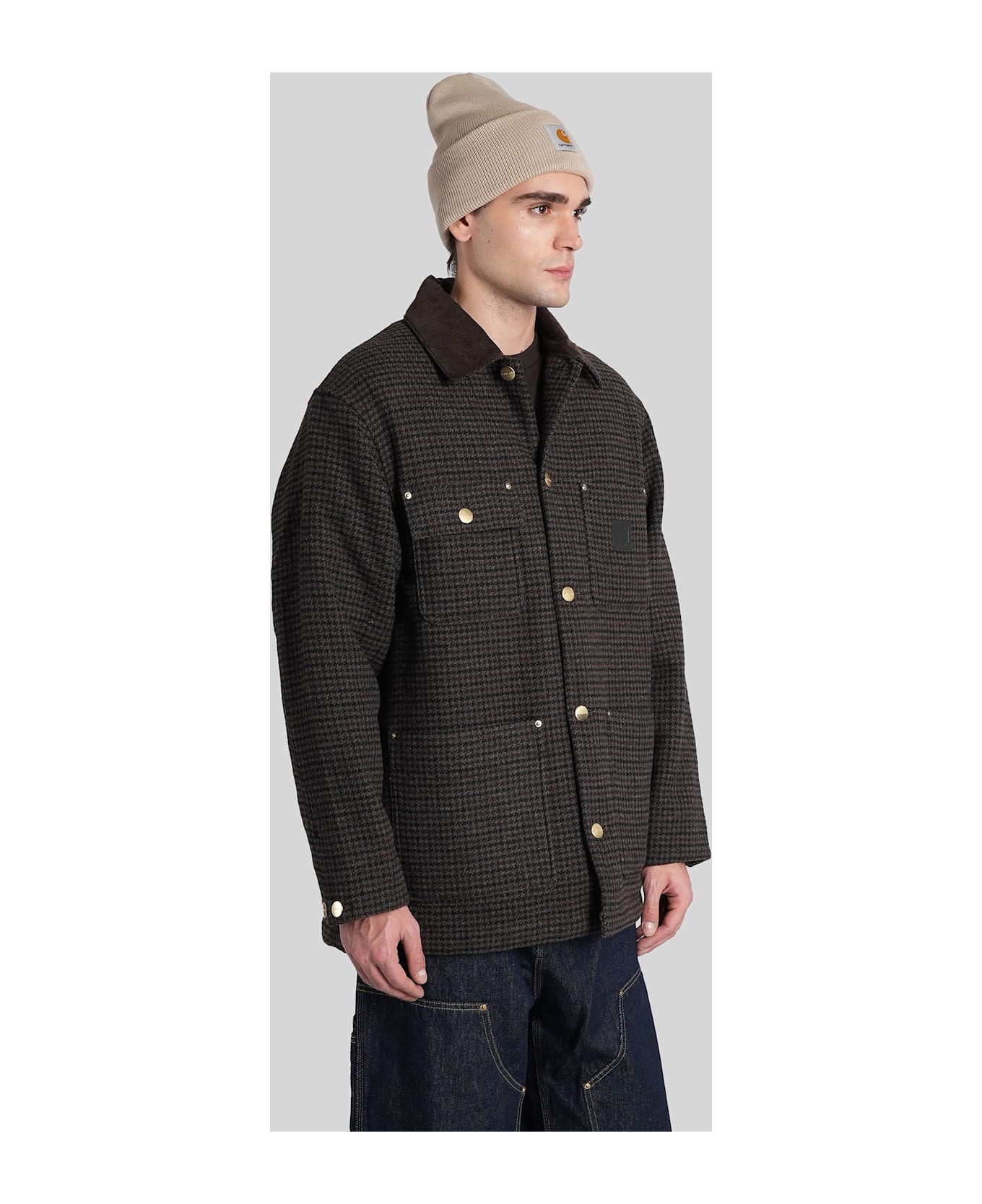 Carhartt Lowis Chore Coat Casual Jacket In Black Polyester - black