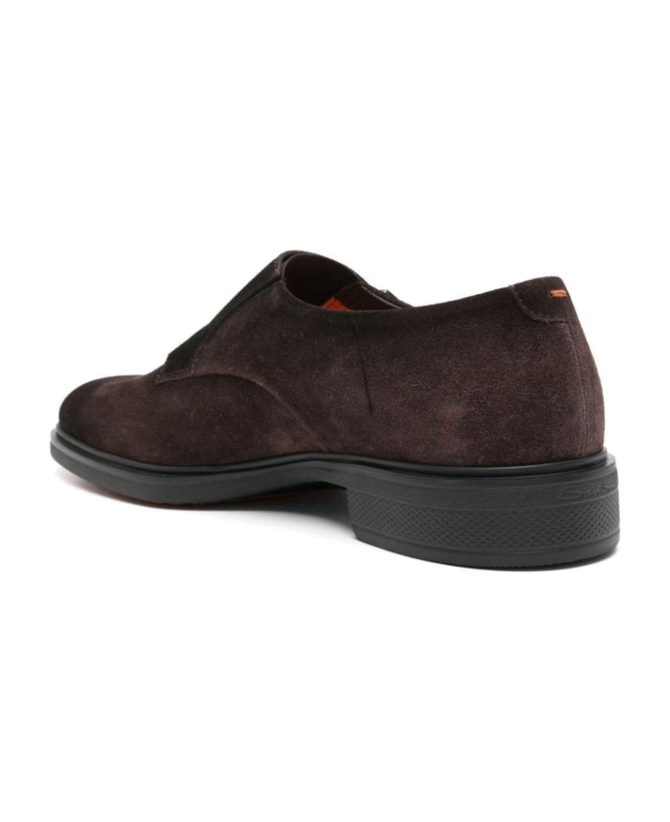 Santoni Brown Calf Suede Monk Shoes - Brown