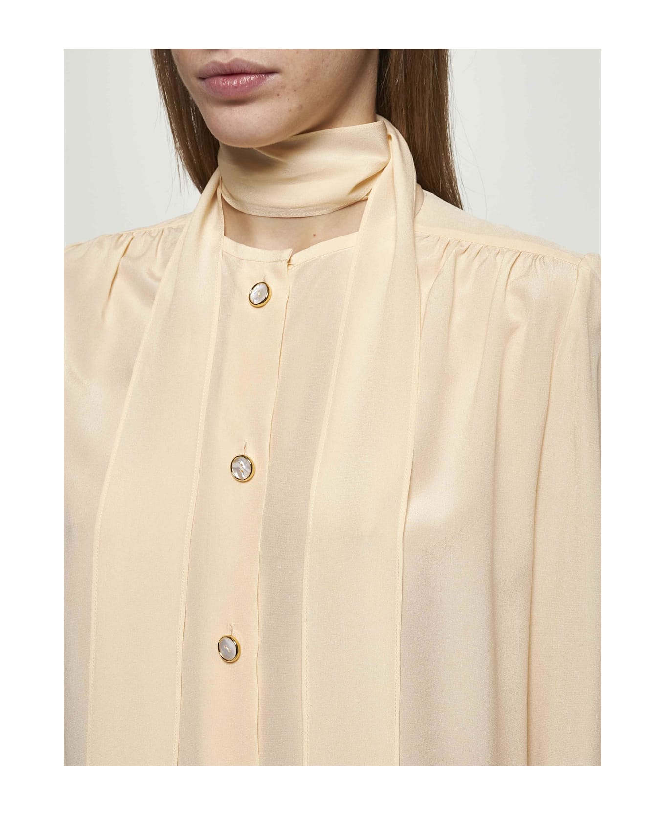 Valentino Garavani Ivory Crepe De Chine Shirt - Pink