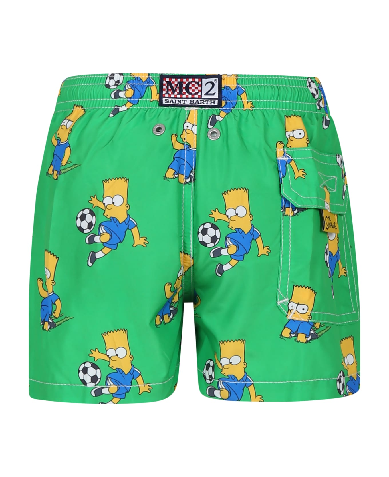 MC2 Saint Barth Green Swim Shorts For Boy With Bart Simpson Print - Green