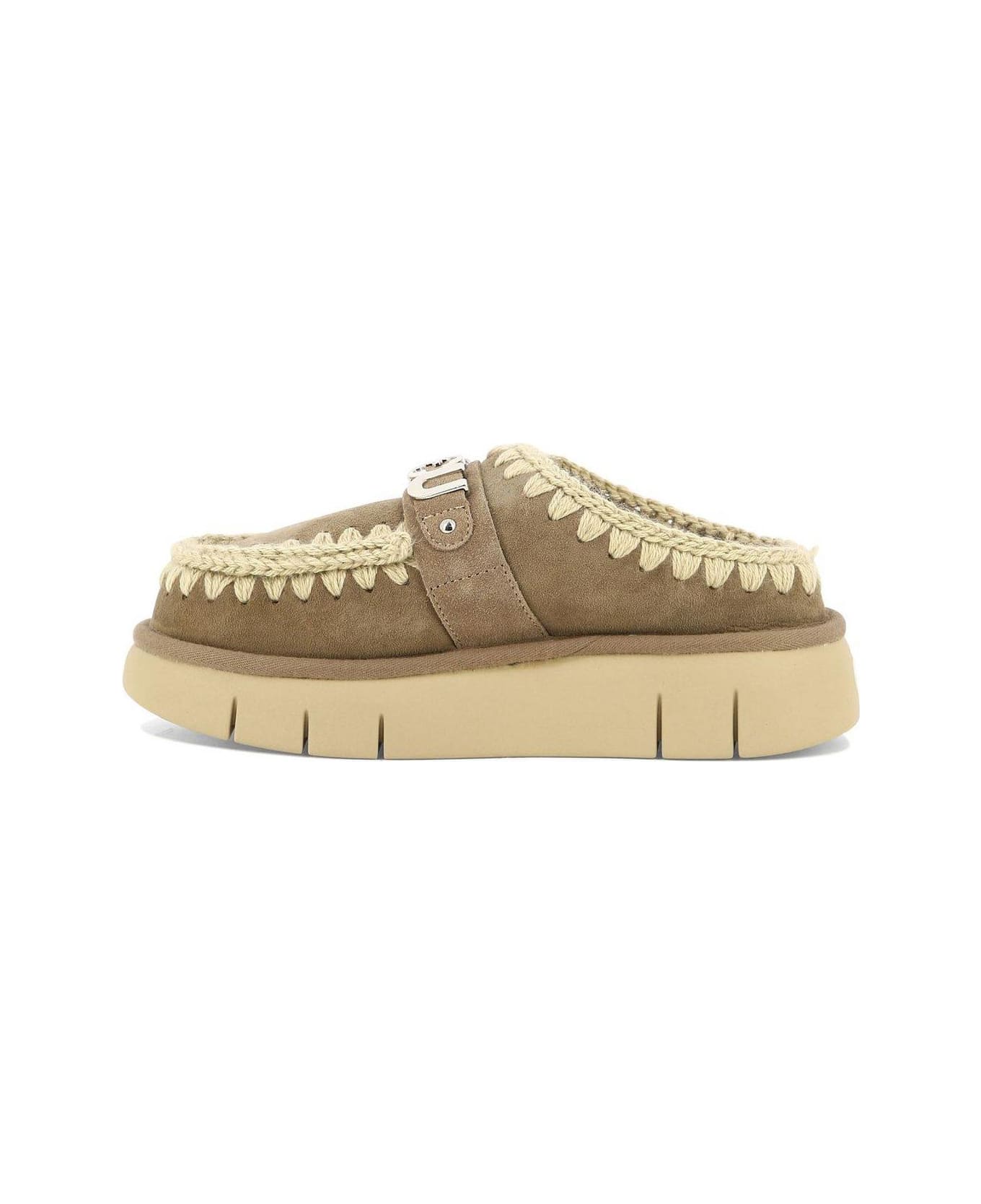 Mou Logo-lettering Round-toe Slippers - Elgry Elephant Grey