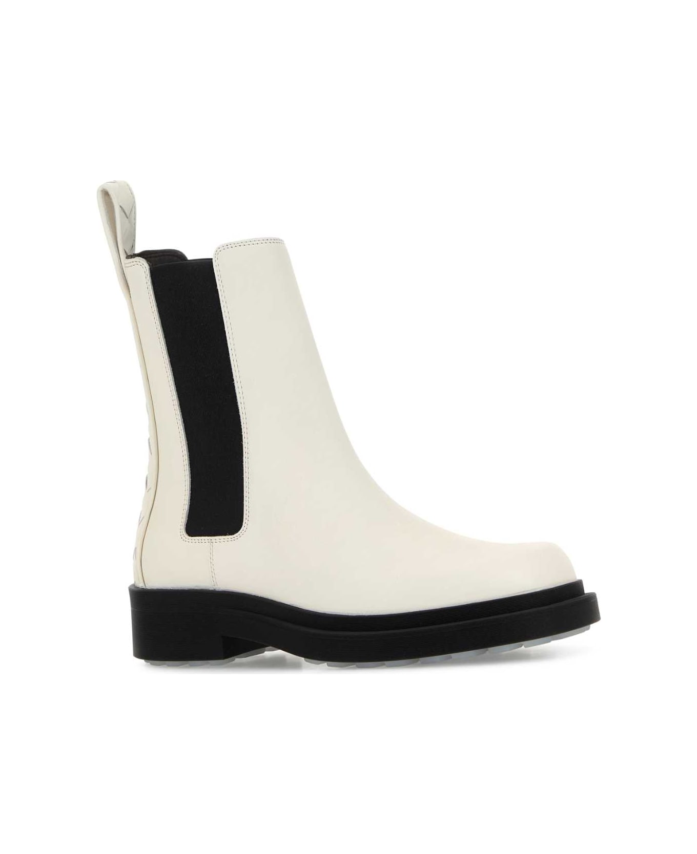 Bottega Veneta Ivory Leather Chelsea Ben Ankle Boots - WHITE
