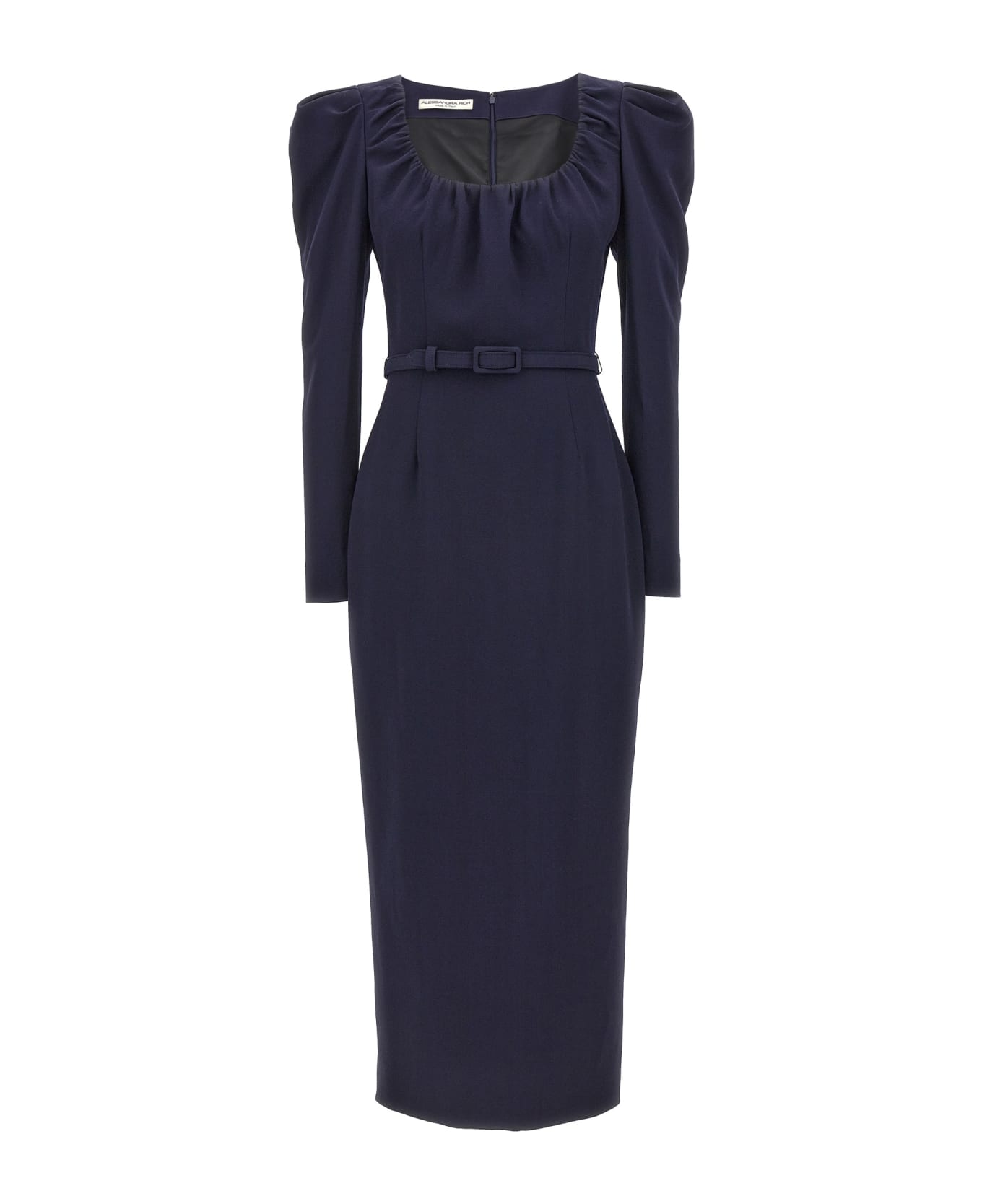 Alessandra Rich Belt Crepe Dress - Blue