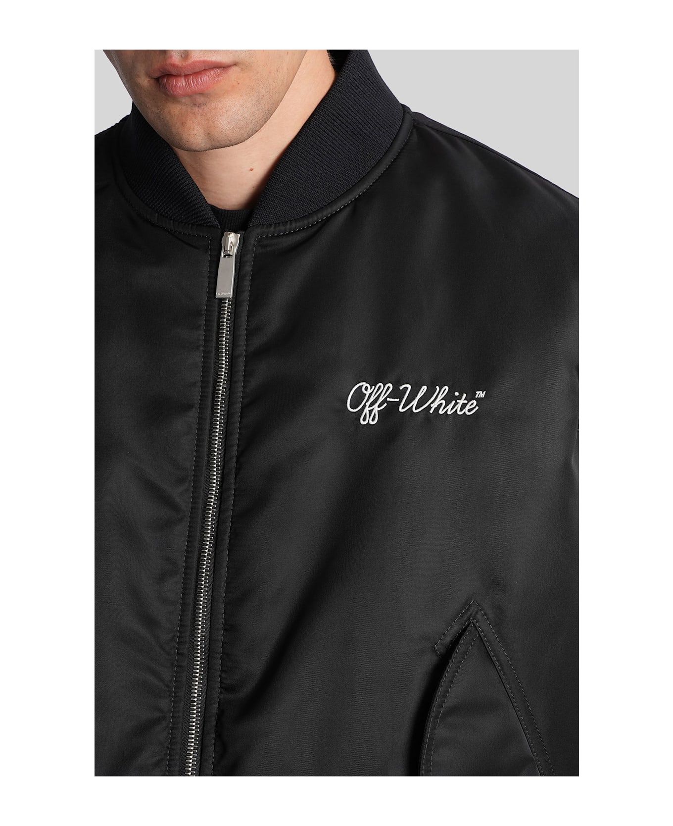 Off-White Bomber Jacket In Black Polyamide - black