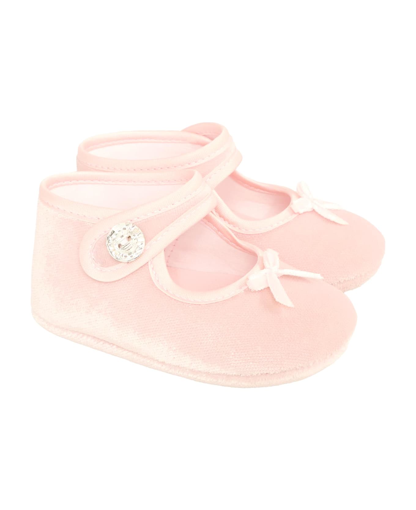 Monnalisa Pink Ballet Shoes For Baby Girl With Bow - Pink