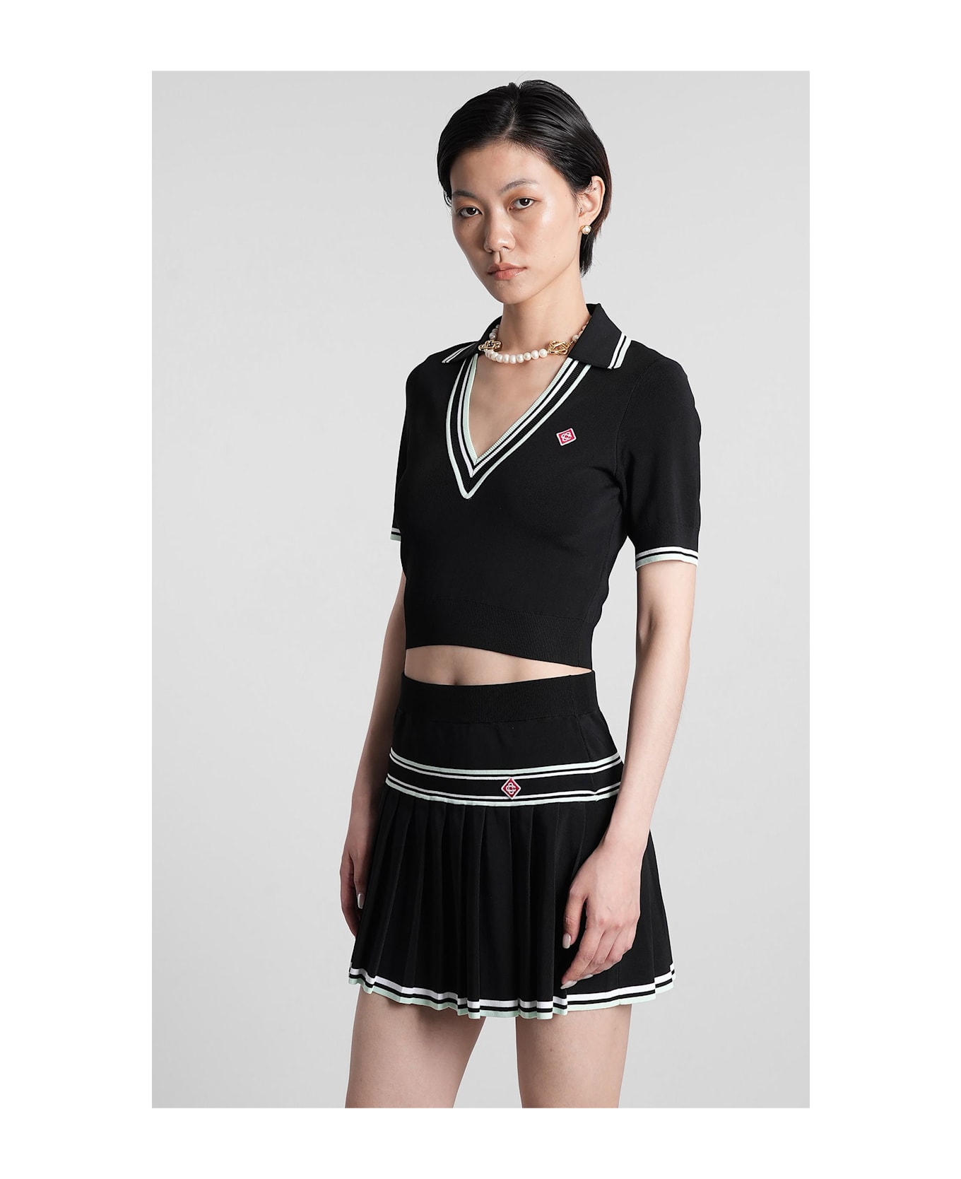 Casablanca Polo In Black Viscose - black