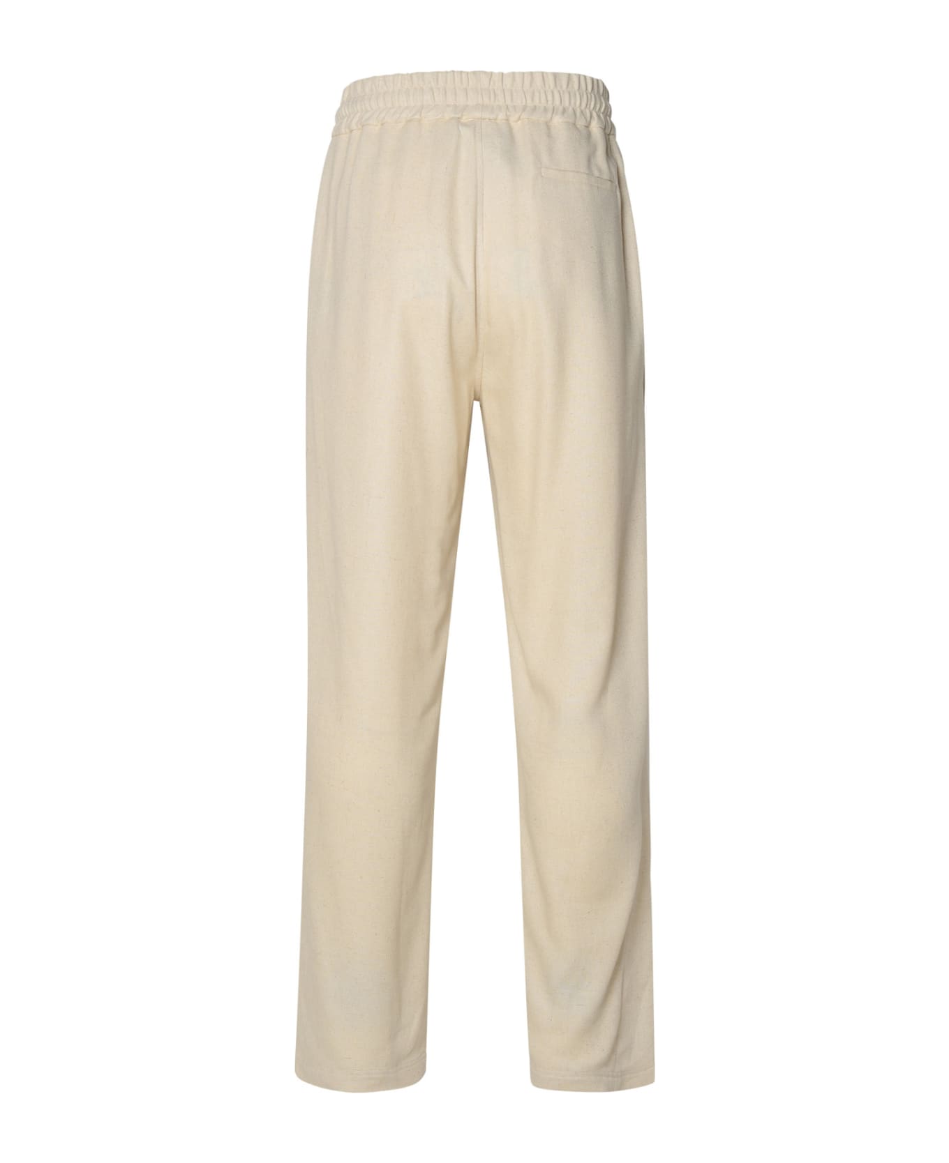 GCDS Ivory Linen Blend Trousers - WHITE