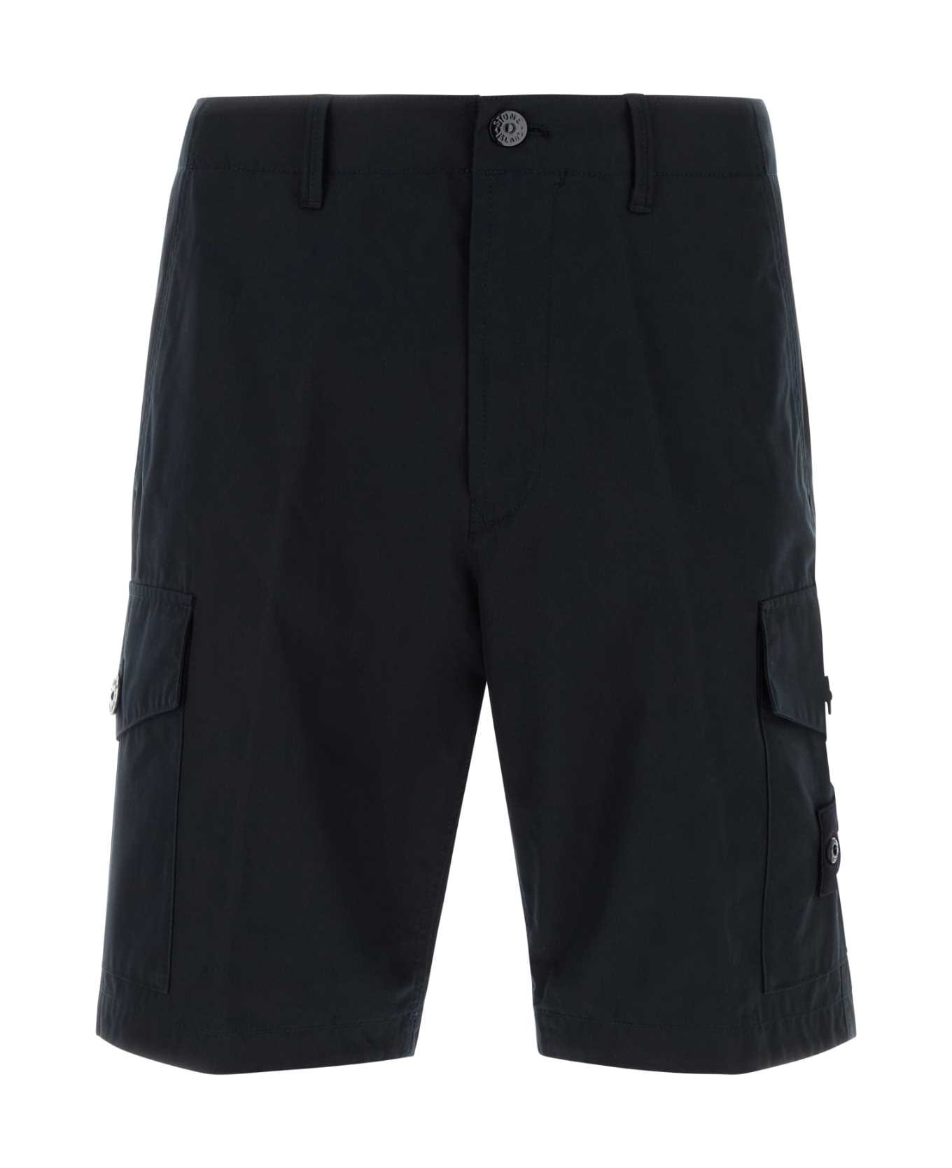 Stone Island Midnight Blue Cotton Bermuda Shorts - NAVY