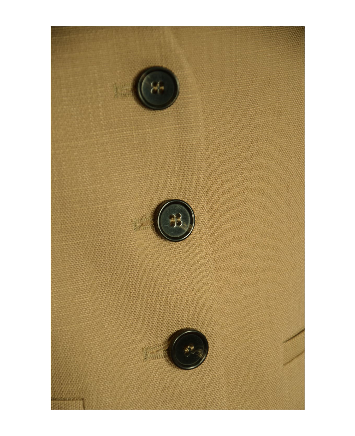 MSGM V-neck Buttoned Vest - BEIGE